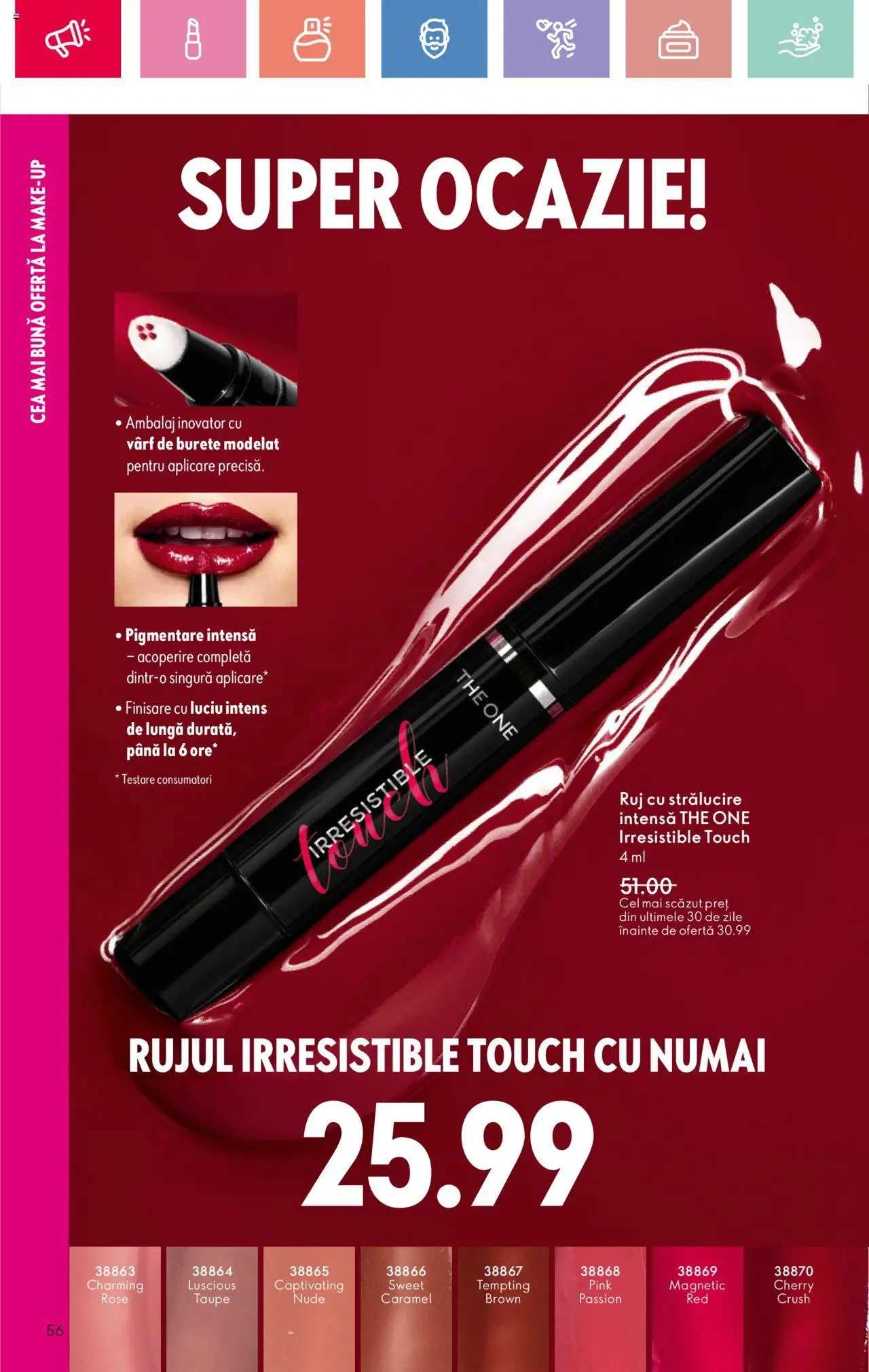 Oriflame catalog 10 2025 – valabil de la 06.07.2025 | Pagină: 56 | Produse: Burete, Ruj