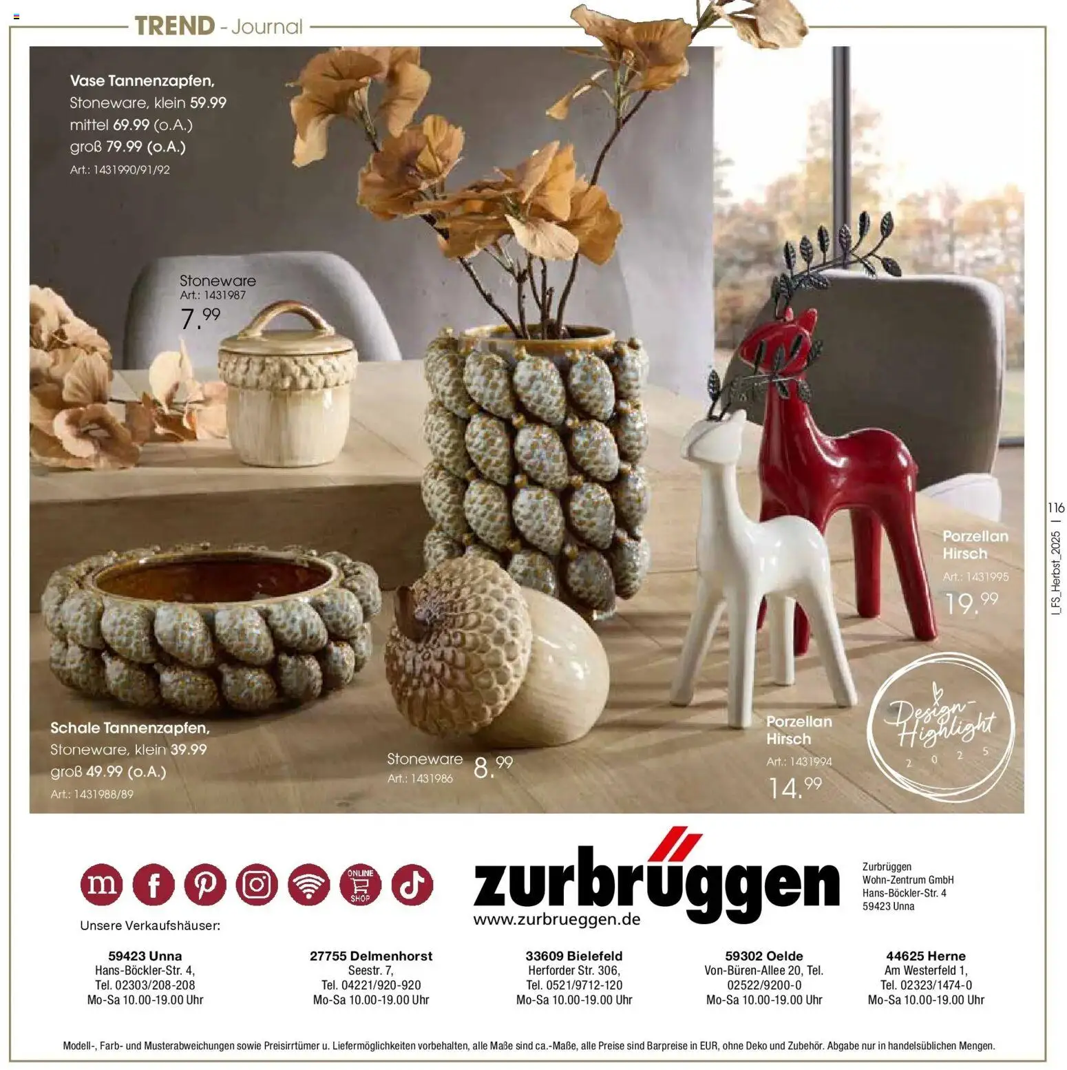 Zurbrüggen - Zurbrüggen: Raum für neue Lieblingsstücke – gültig ab 19.10.2025 | Seite: 116 | Produkte: Vase, Uhr