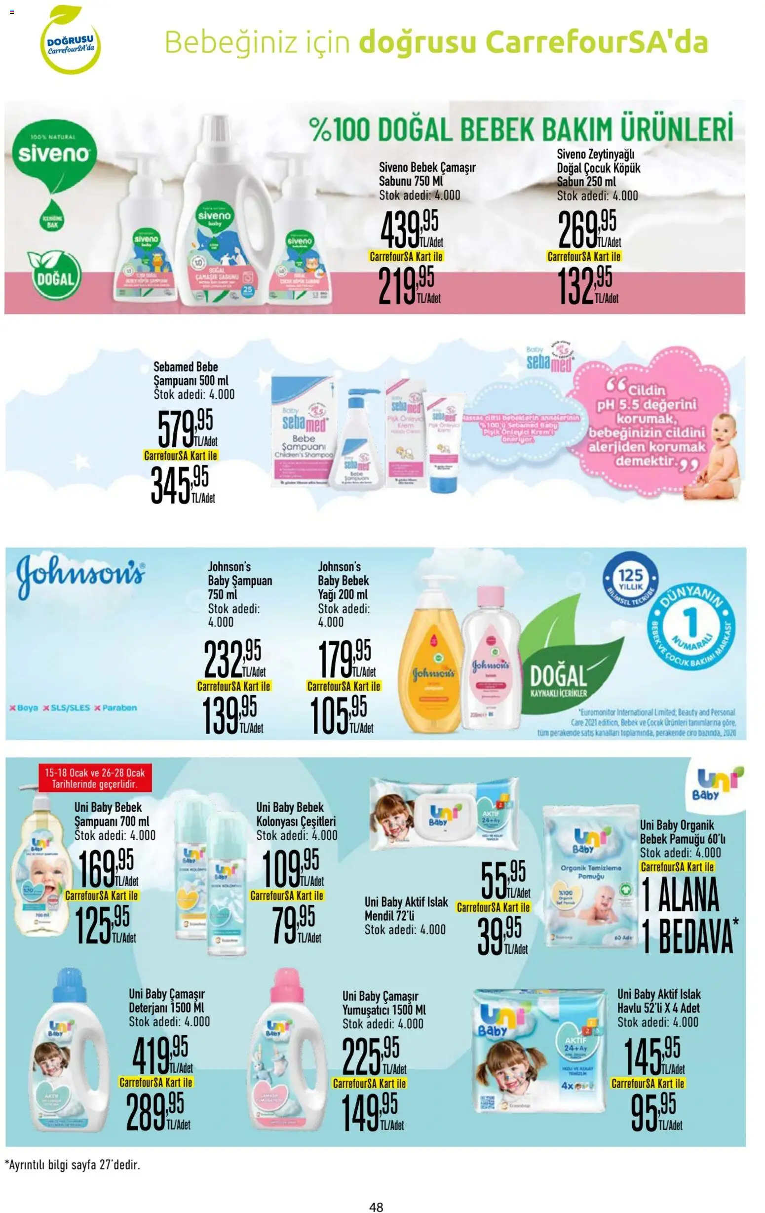 CarrefourSA Katalog - 15.01.2026 tarihinden itibaren geçerlidir | Sayfa: 48 | Ürünler: Mendil, Sabun, Yumuşatıcı, Ocak
