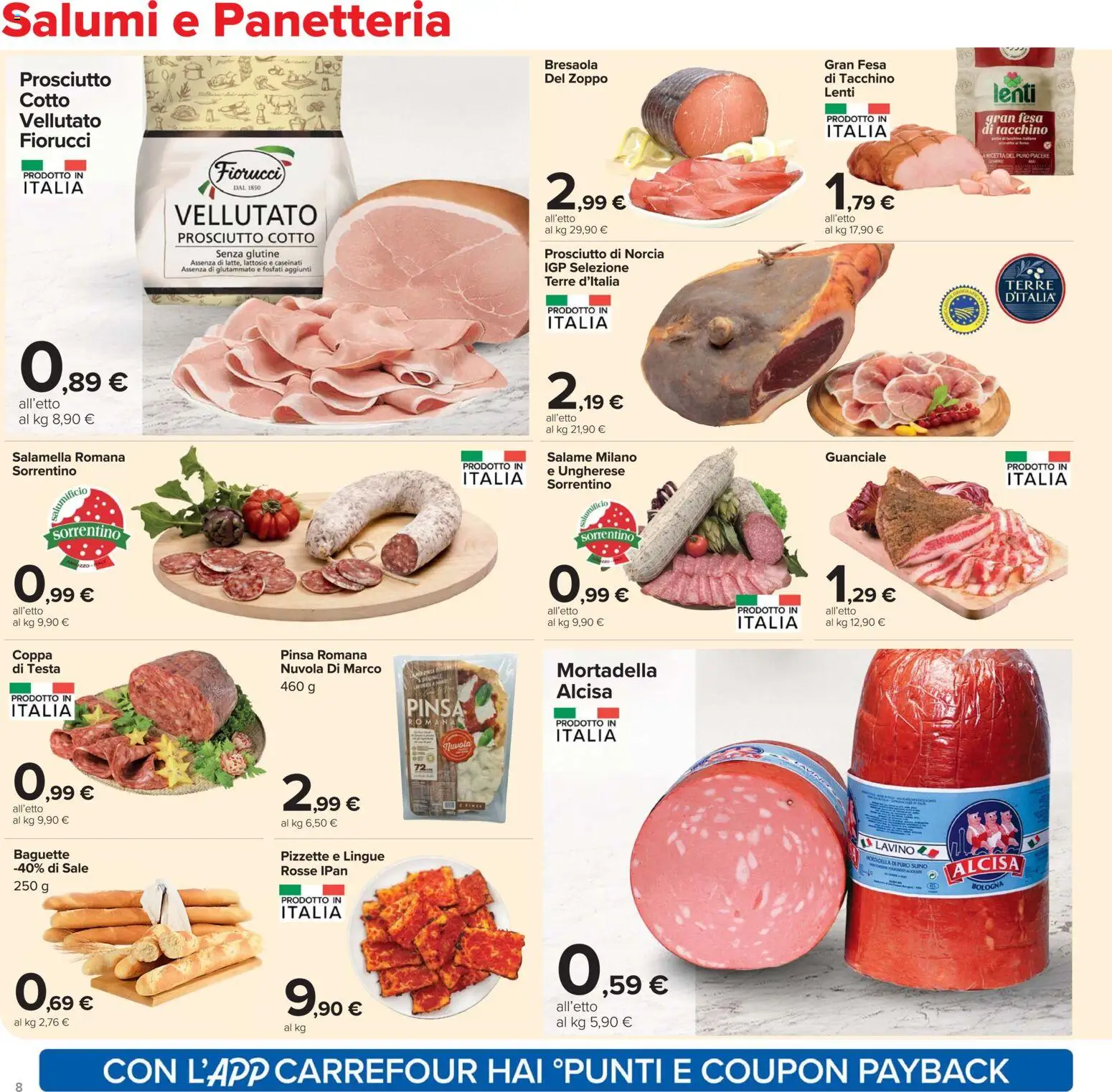 Volantino Carrefour del 07.04.2026 | Pagina: 8 | Prodotti: Salame, Sale, Tacchino, Guanciale