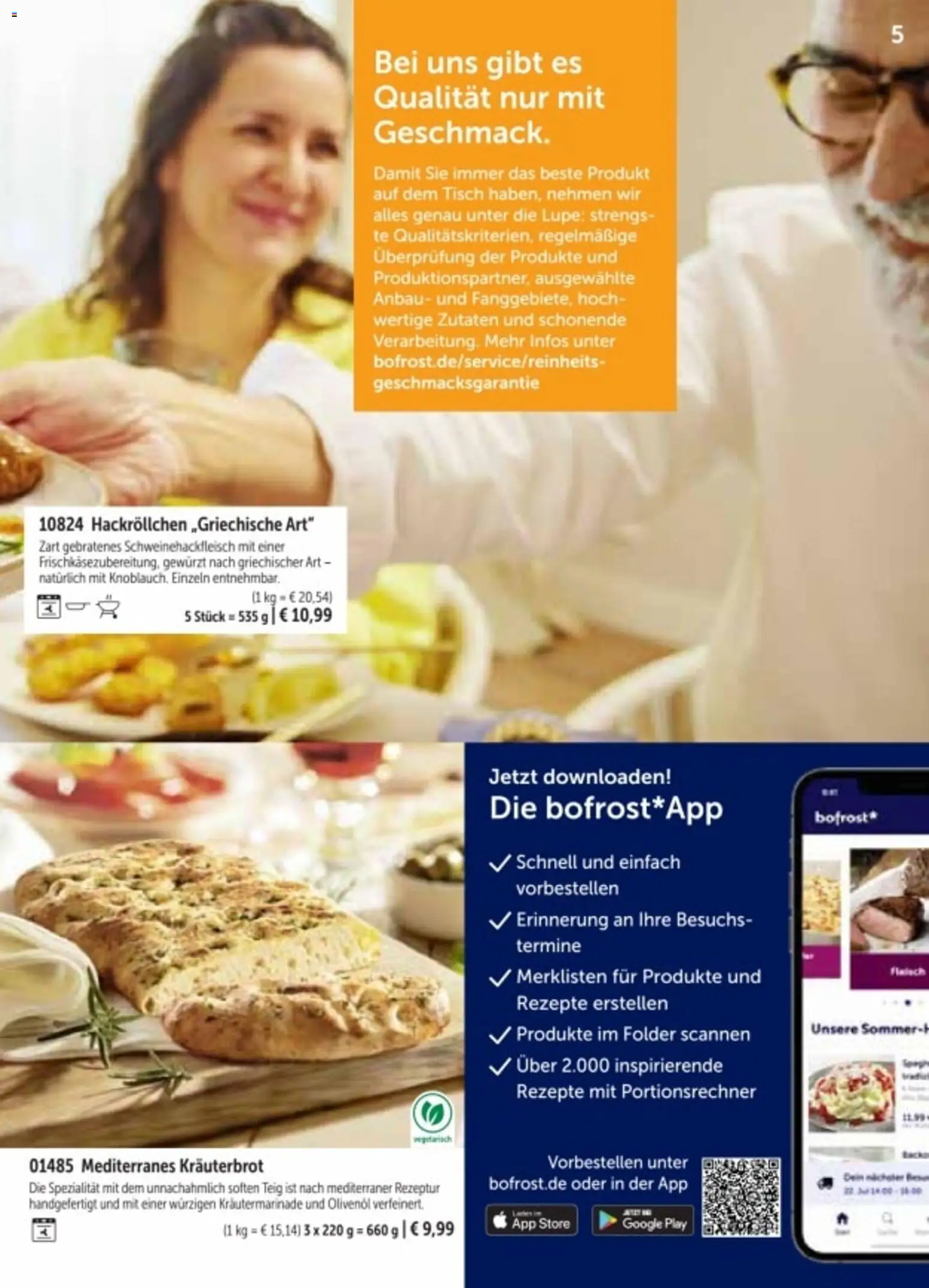 Bofrost Katalog Sommerprogramm – gültig ab 20.04.2026 | Seite: 5 | Produkte: Tisch, Olivenol, Fleisch