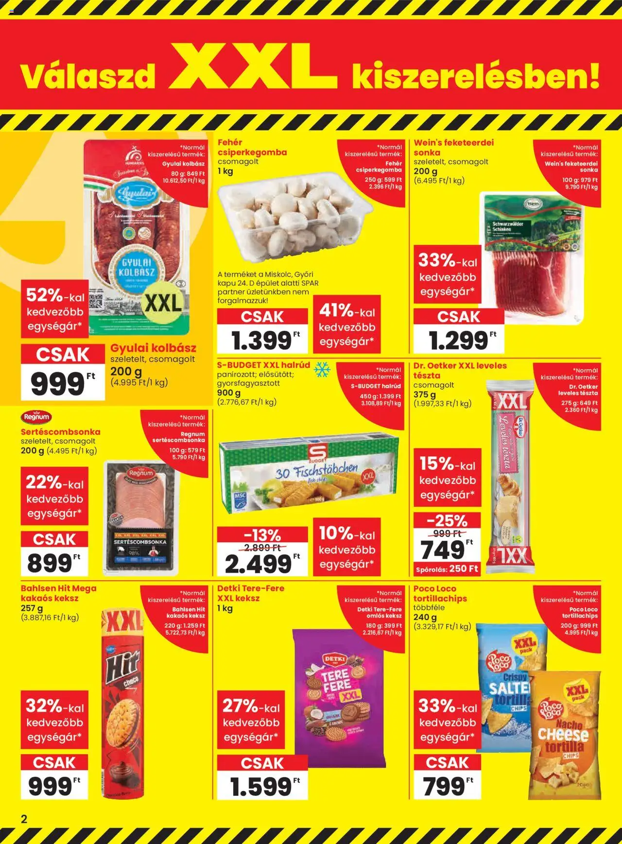 Spar akciós ujság - amely érvényes a következő dátumtól: 18.09.2025 | Oldal: 2 | Termékek: Kolbász, Leveles tészta, Tortillachips, Keksz