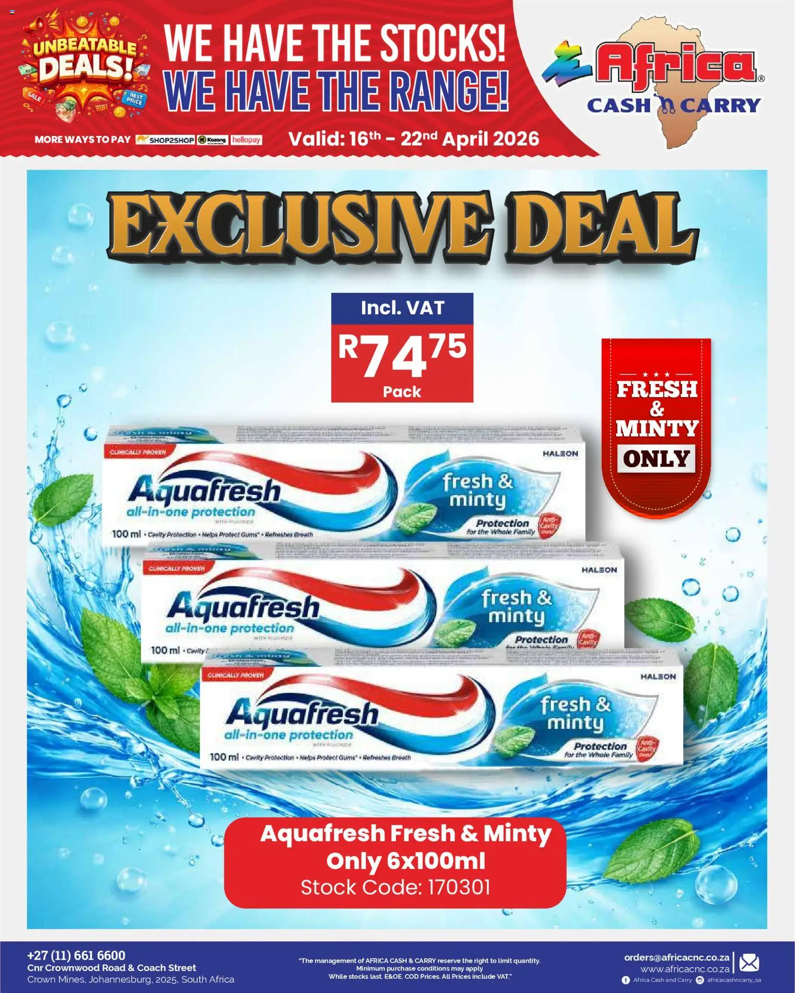 New Africa Cash & Carry catalogue – valid from 16.04.2026 | Page: 48 | Products: Stock