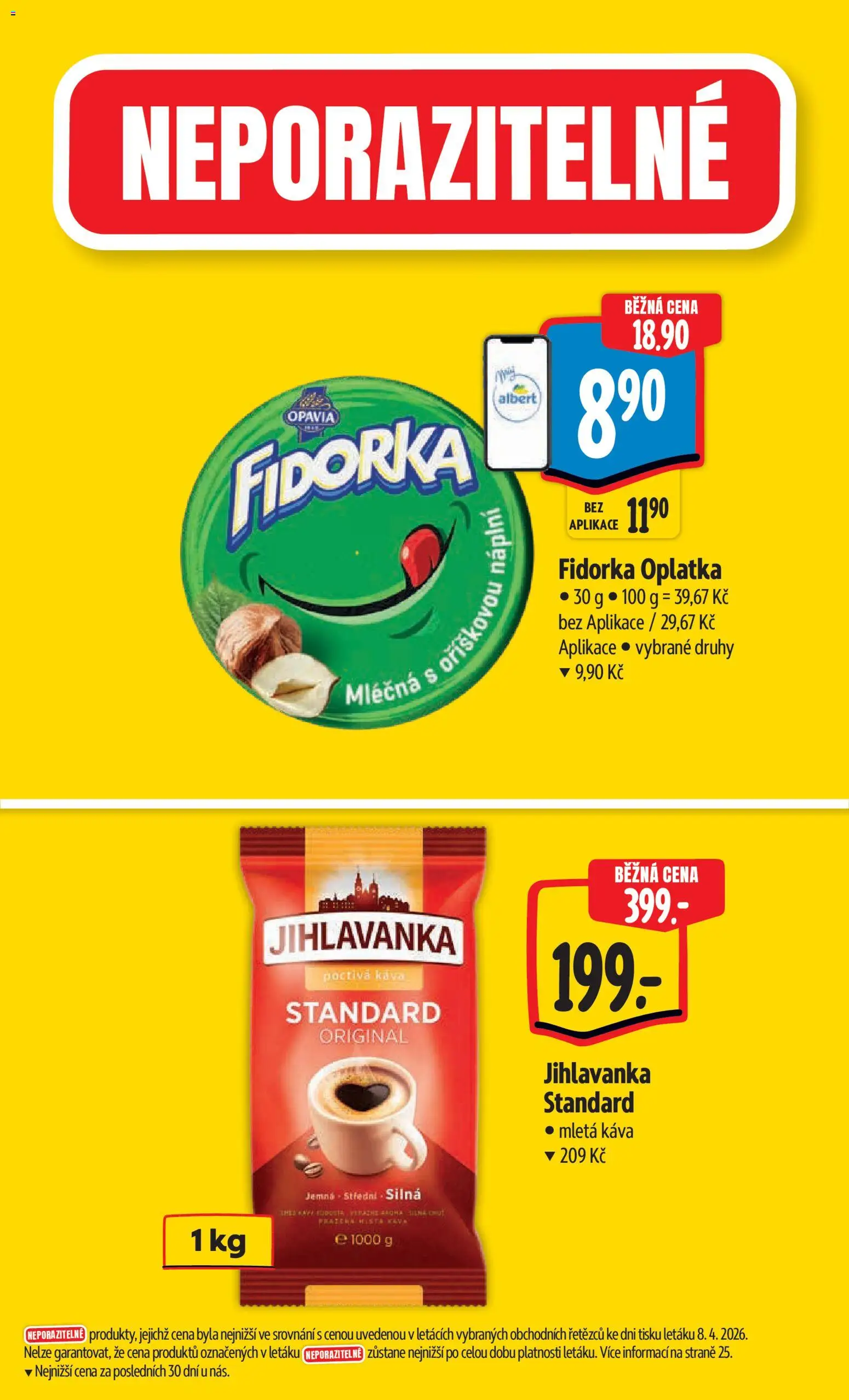 Albert leták - Hypermarket - Harfa od 15.04.2026 | Strana: 4 | Produkty: Káva, Jihlavanka, Mletá káva, Fidorka
