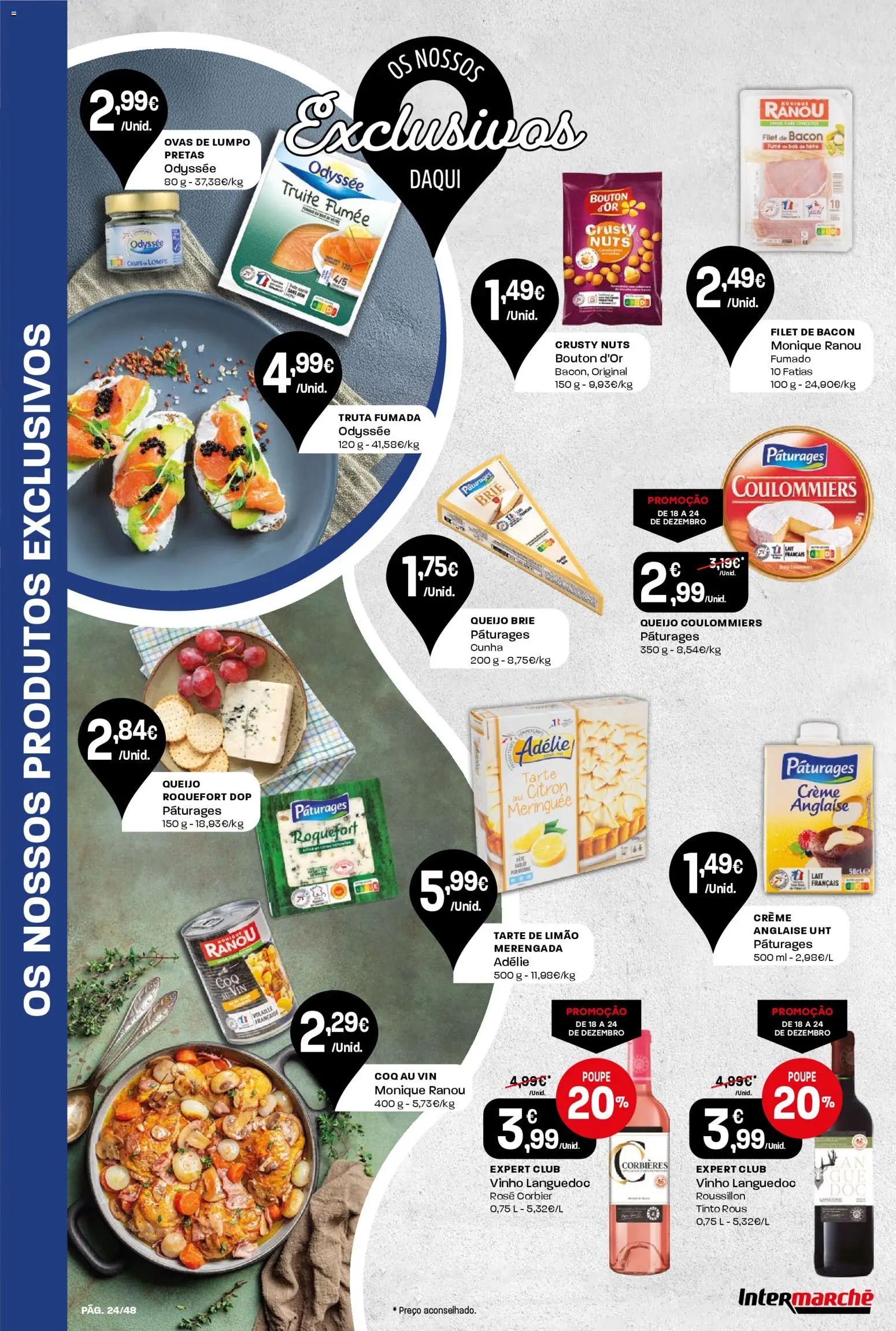 Intermarché folheto │ válido de 18.12.2025 | Página: 24 | Produtos: Bacon, Tarte, Creme, Truta