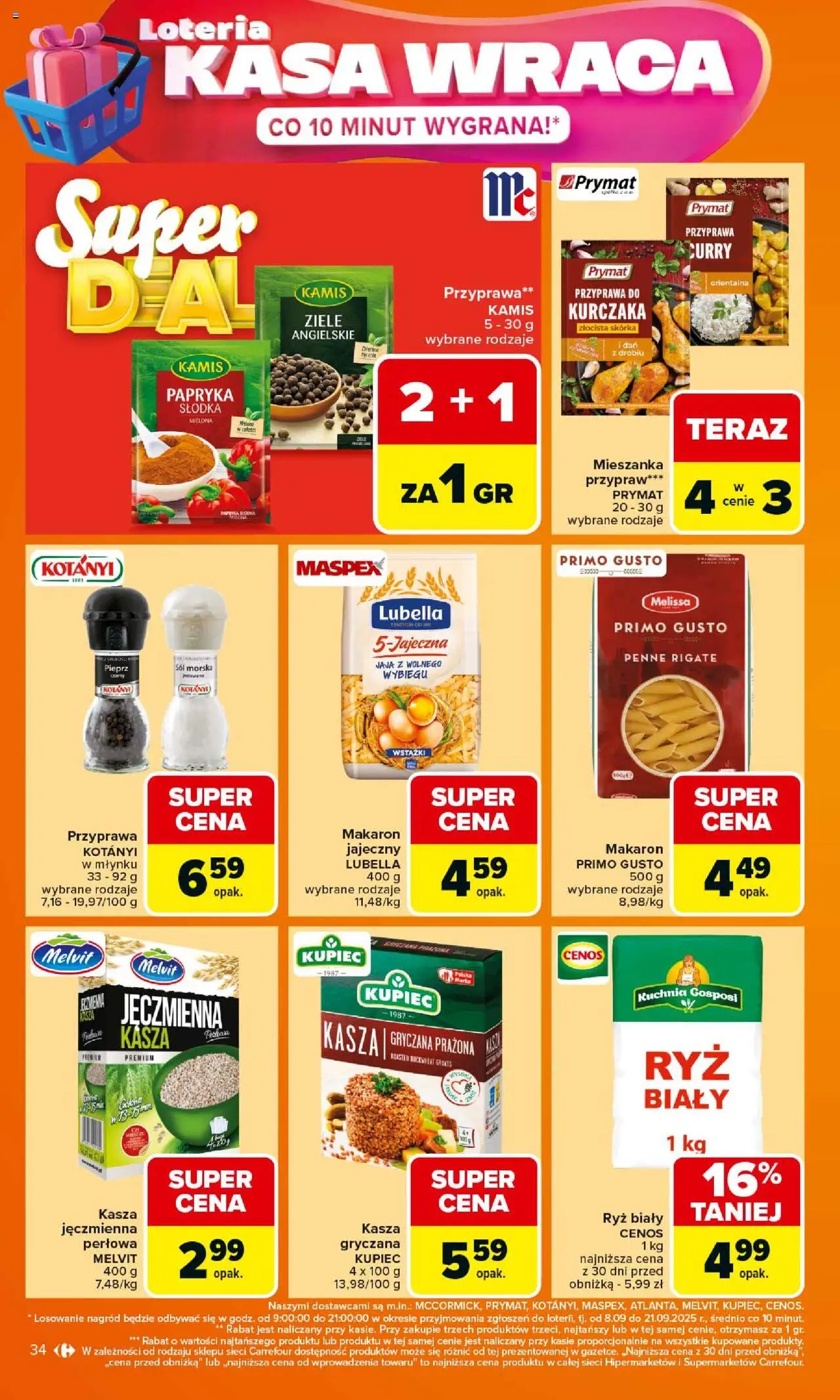 Carrefour Gazetka od 15.09.2025 | Strona: 34 | Produkty: Penne, Papryka, Sól morska, Ryż