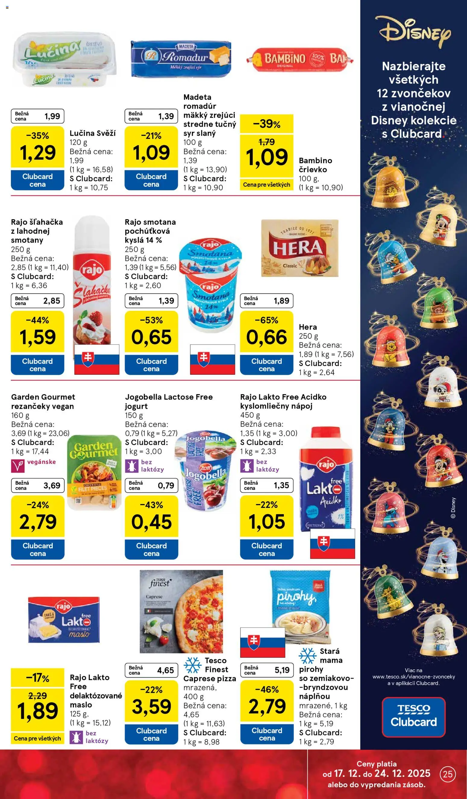 Nové Tesco akcie – leták je platný od 17.12.2025 | Strana: 25 | Produkty: Maslo, Pirohy, Hera, Šľahačka