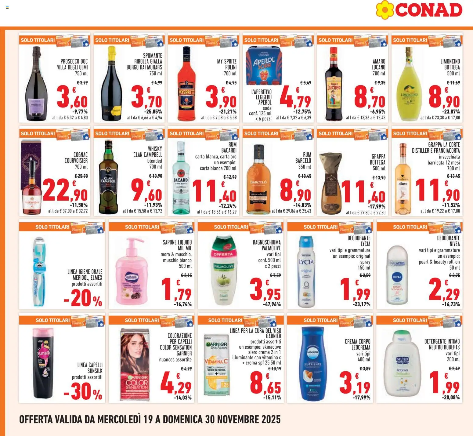 Volantino Conad del 19.11.2025 | Pagina: 18 | Prodotti: Crema, Intimo, Whisky, Rum