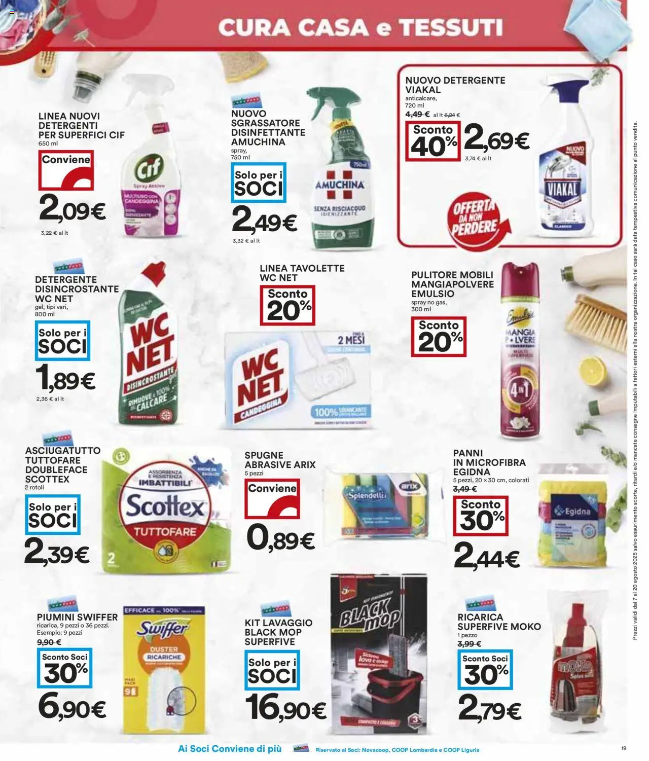 Volantino COOP del 07.08.2025 | Pagina: 19 | Prodotti: Detergente, Sgrassatore, Data, WC