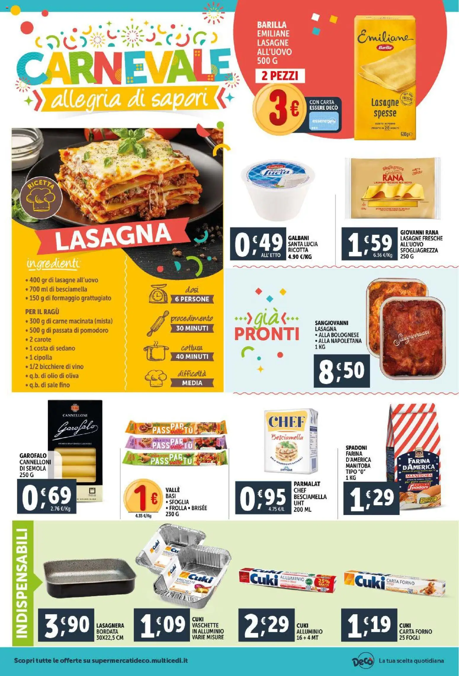 Volantino Decò del 11.02.2026 | Pagina: 14 | Prodotti: Sedano, Olio, Lasagna, Passata di pomodoro