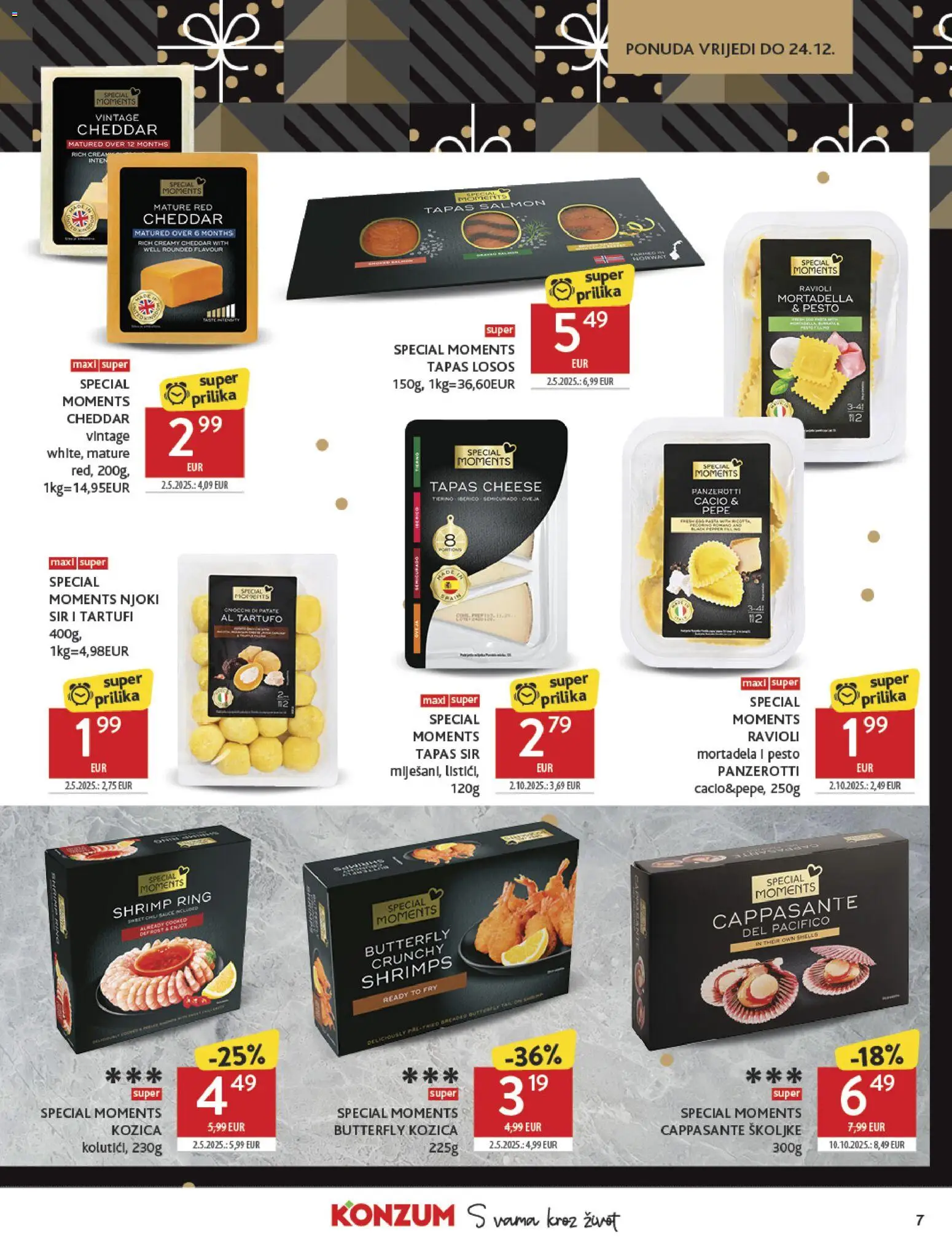 Konzum katalog | vrijedi od 10.12.2025 | Stranica: 7 | Proizvodi: Sir, Njoki, Ravioli, Losos