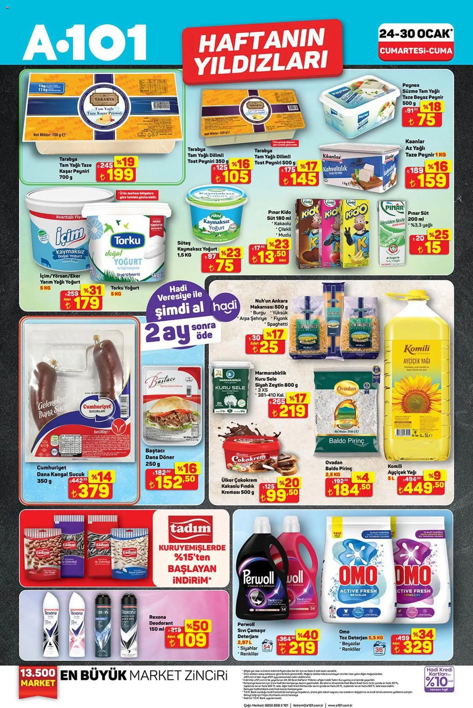 A101 Katalog - 24.01.2026 tarihinden itibaren geçerlidir | Sayfa: 1 | Ürünler: Döner, Süt, Peynir, Yoğurt