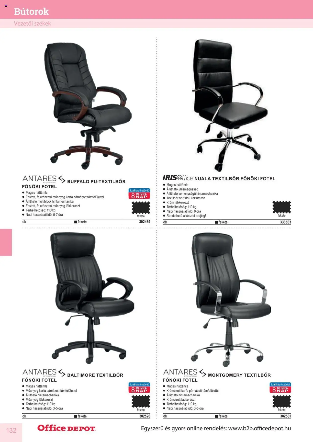 Office Depot akciós ujság - amely érvényes a következő dátumtól: 10.04.2025 | Oldal: 132 | Termékek: Fotel, Székek, Óra