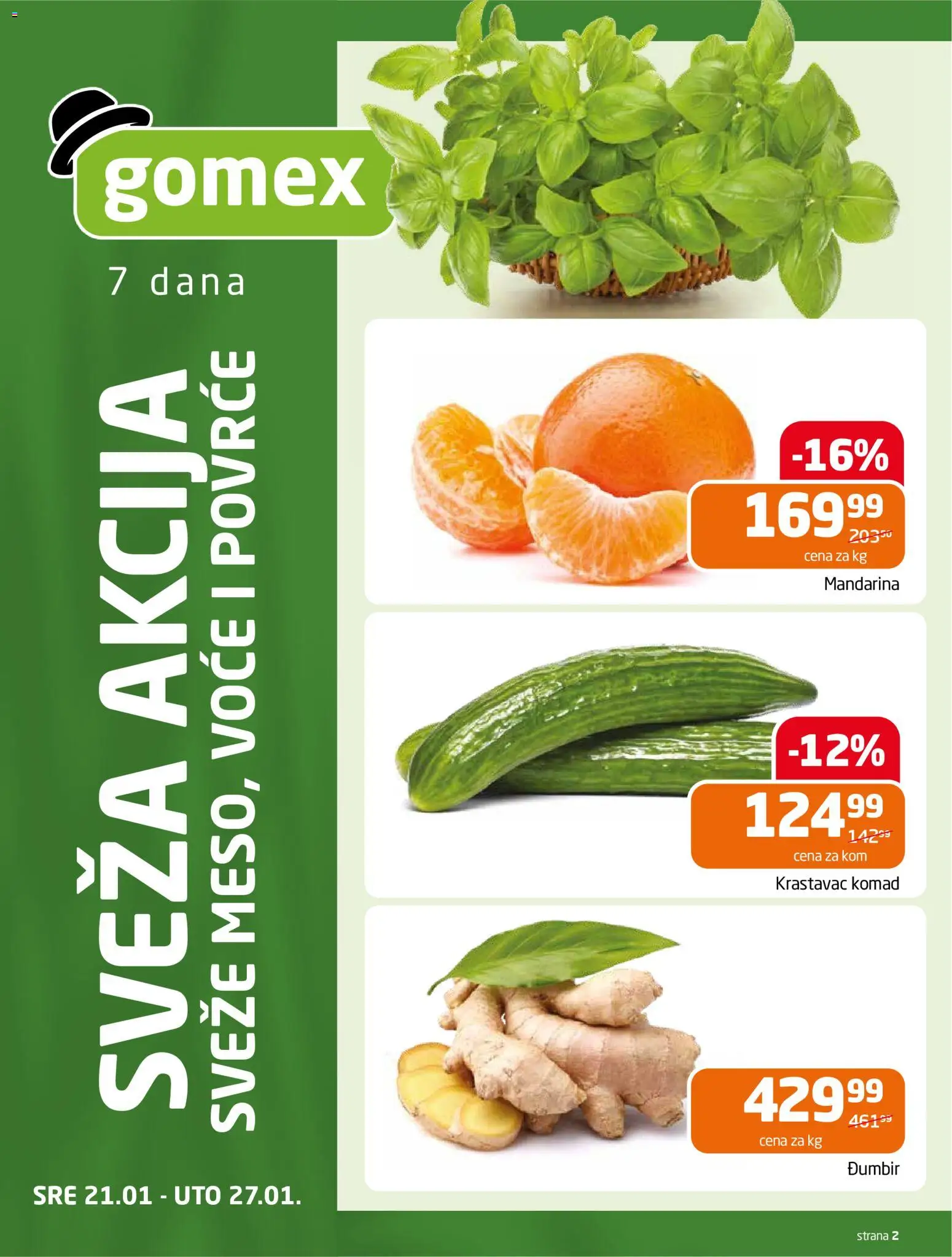 Gomex katalog - važi od 21.01.2026 | Strana: 2 | Proizvode: Krastavac, Mandarina