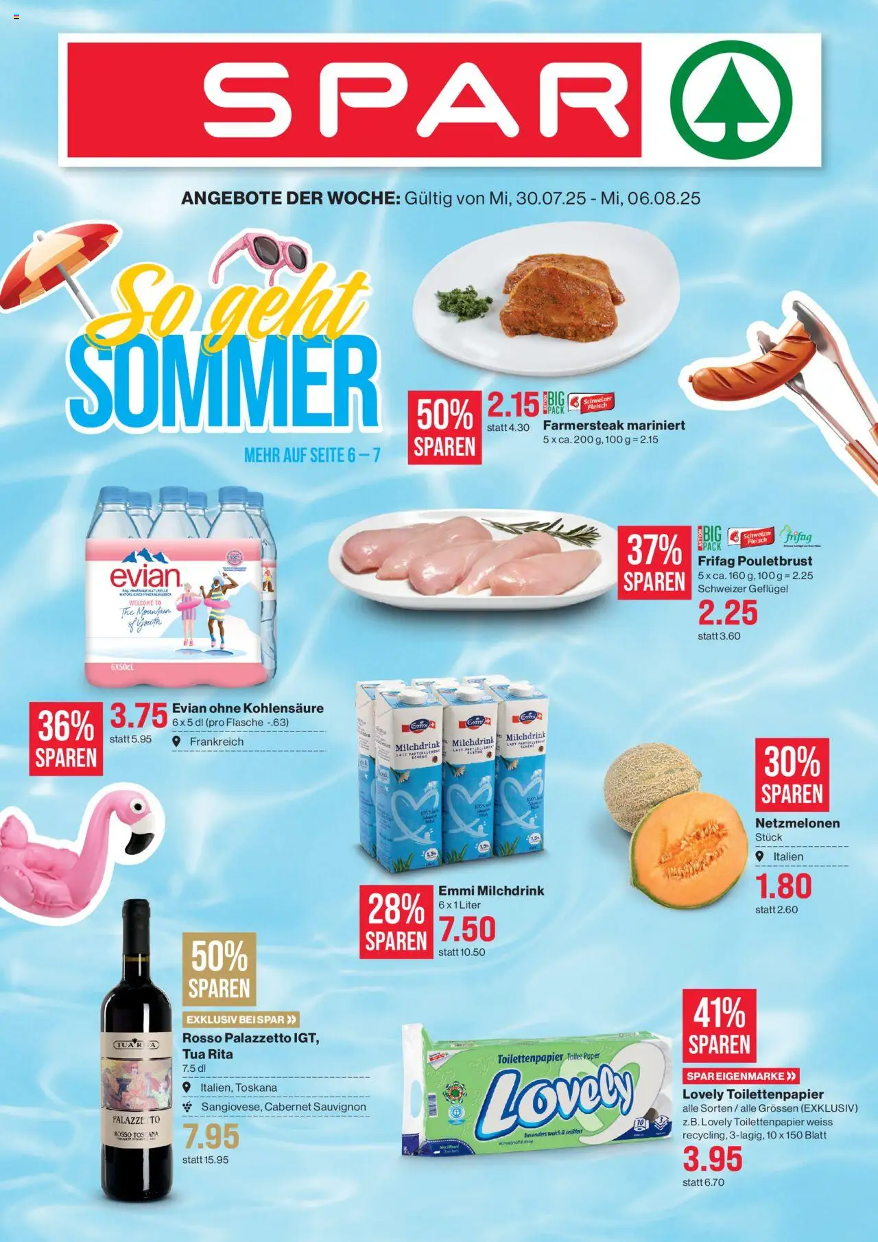 SPAR Aktionen ab 30.07.2025 | Seite: 1 | Produkte: Pouletbrust, Toilettenpapier