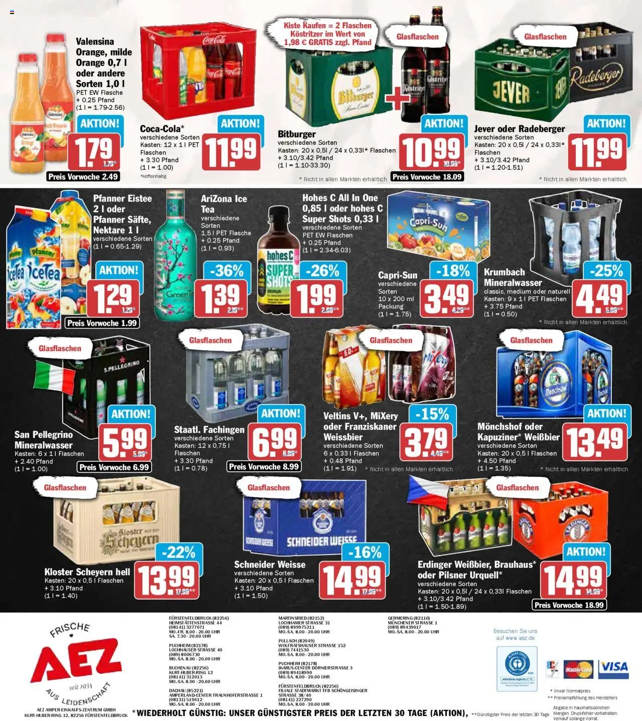 AEZ Prospekt 	 – gültig ab 20.10.2025 | Seite: 16 | Produkte: Bitburger, Monchshof, Mineralwasser, Jever