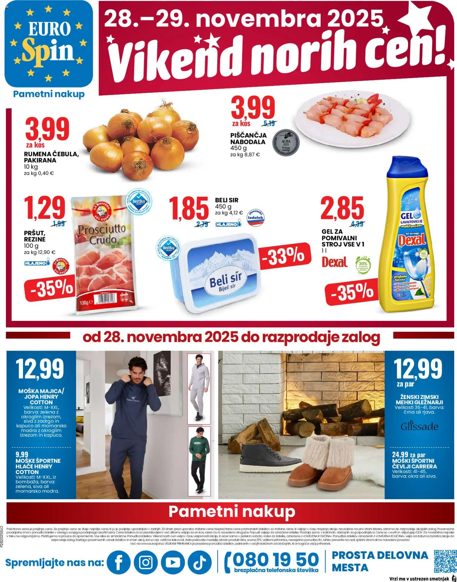 Novi Eurospin katalog ponudbe – veljaven od 27.11.2025 | Stran: 16 | Izdelki: Pomivalni stroj, Limpiador íntimo, Sir, Cevlji