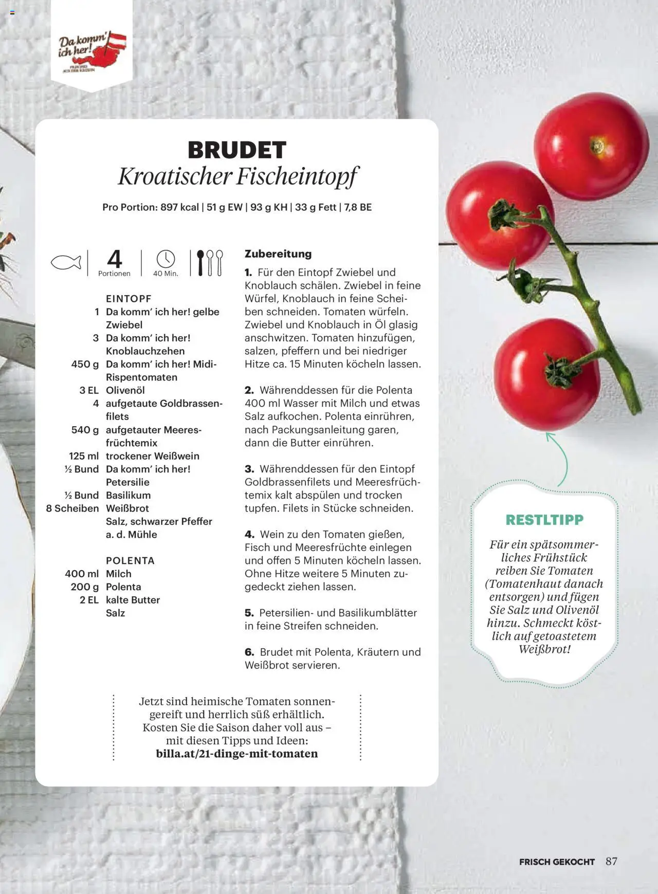 Billa Frisch Gekocht gültig ab 01.09.2025 | Seite: 85 | Produkte: Salz, Meeresfrüchte, Knoblauch, Petersilie