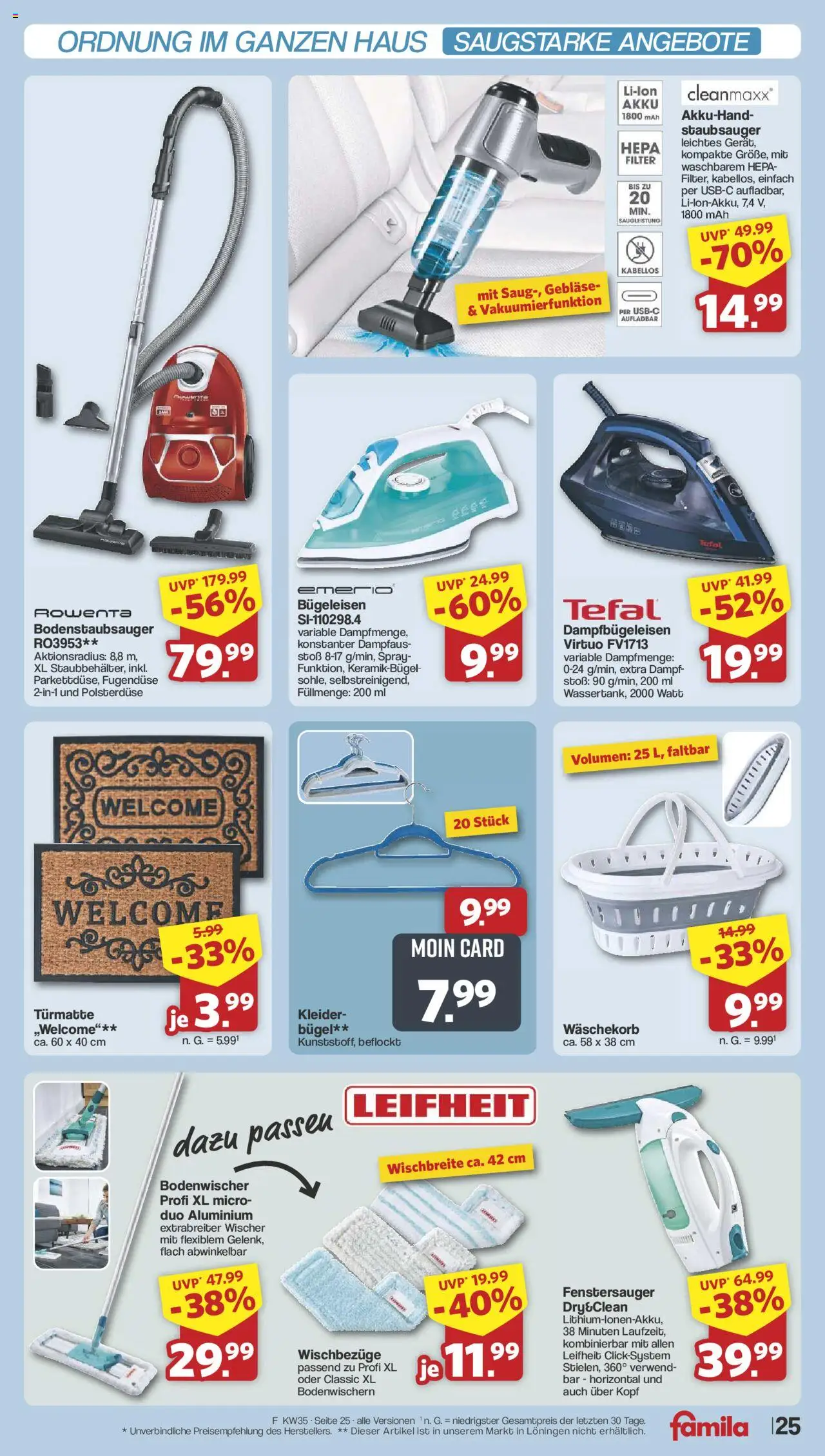 Famila Nordwest Prospekt 	 - gültig ab dem 25.08.2025 | Seite: 31 | Produkte: Staubsauger, Bügeleisen