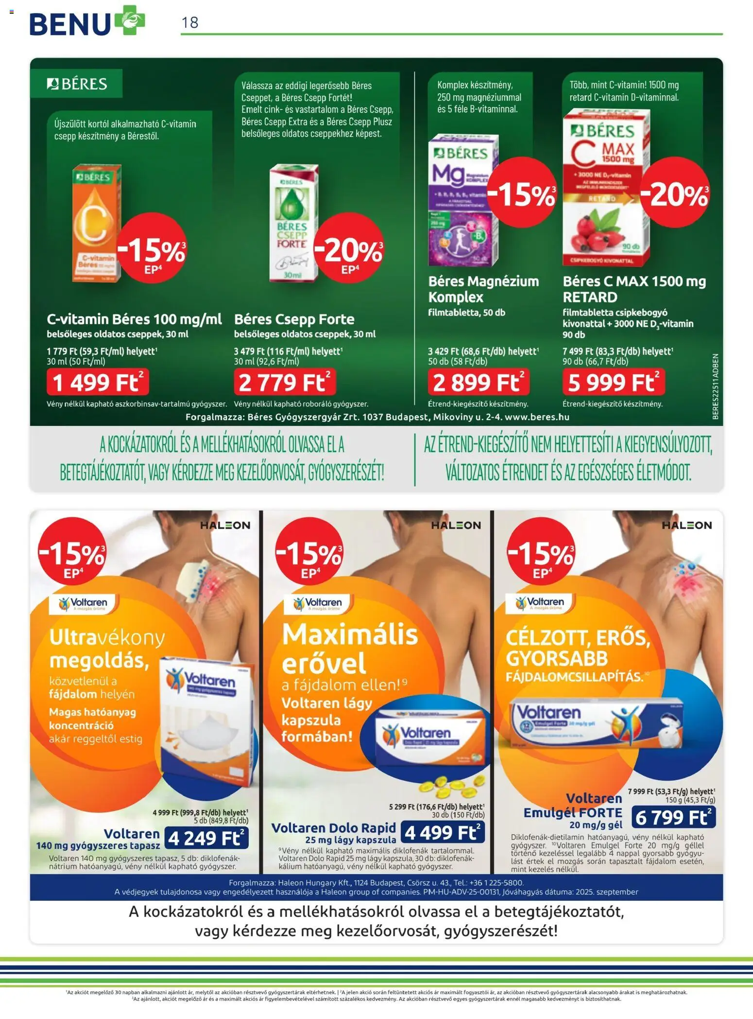 BENU Gyógyszertárak akciós ujság - amely érvényes a következő dátumtól: 01.11.2025 | Oldal: 18 | Termékek: Béres csepp