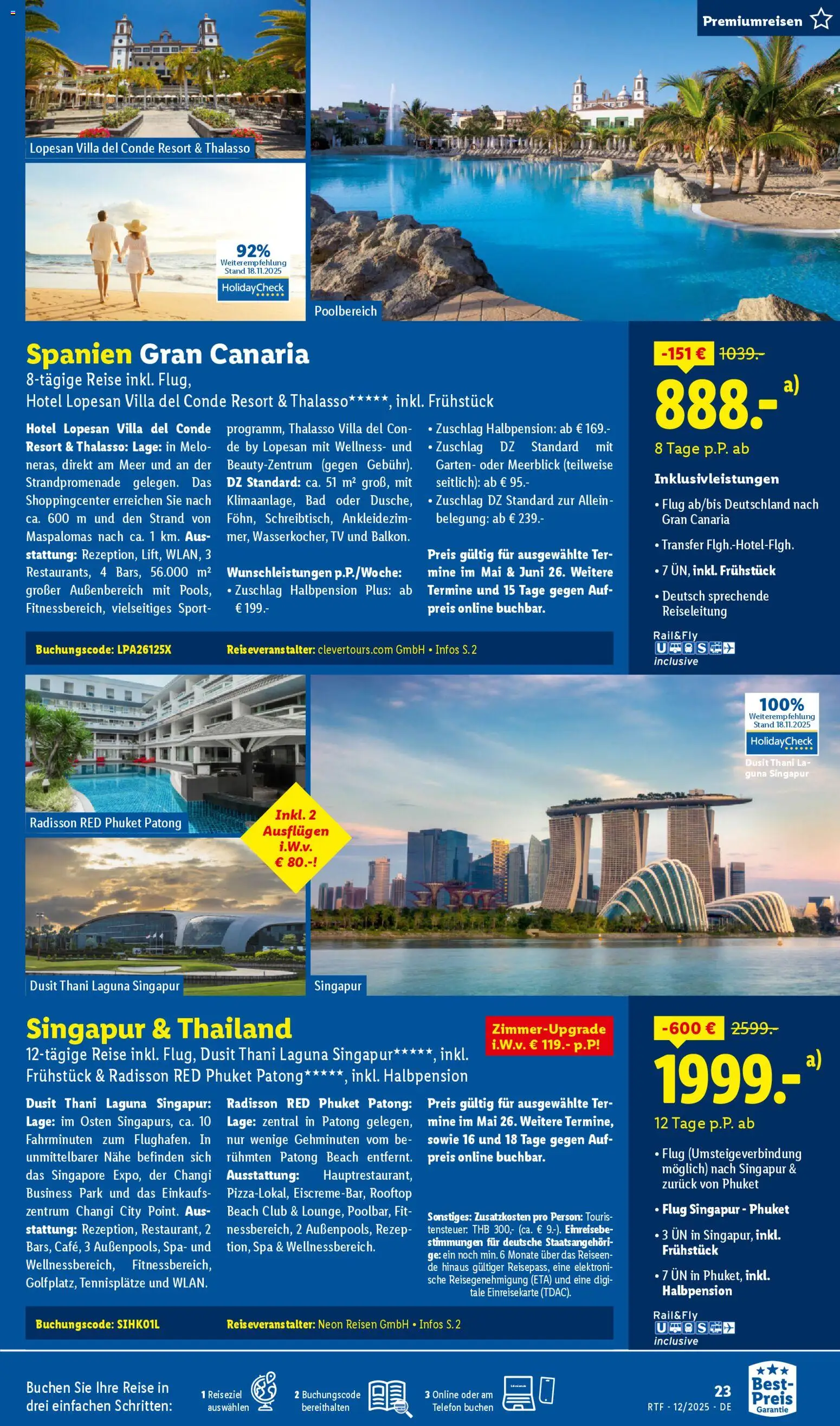 Lidl Reisen Dezember/Januar Reise-Highlights – gültig ab 12.12.2025 | Seite: 23 | Produkte: Bad, Telefon, TV