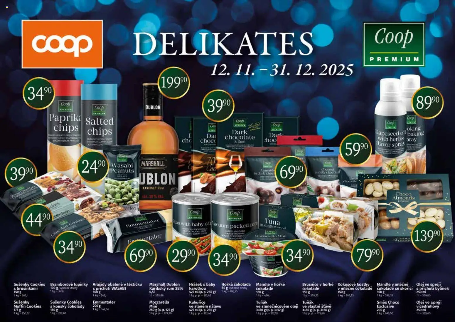 Coop leták - Delikates Vánoce od 12.11.2025 | Strana: 1 | Produkty: Rum, Arašídy, Paprika, Mozzarella