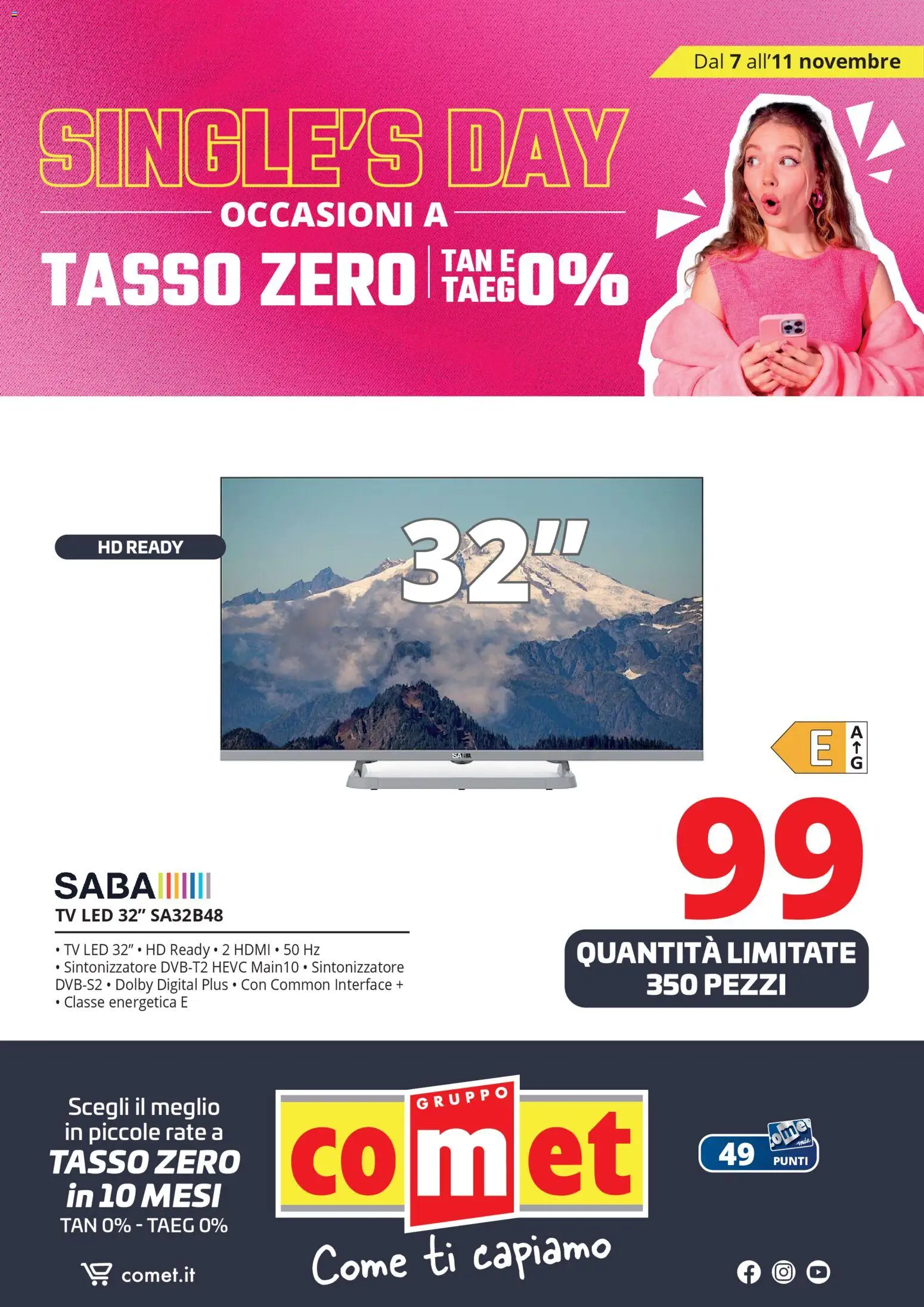Volantino Comet del 07.11.2025 | Pagina: 37 | Prodotti: Sale, TV