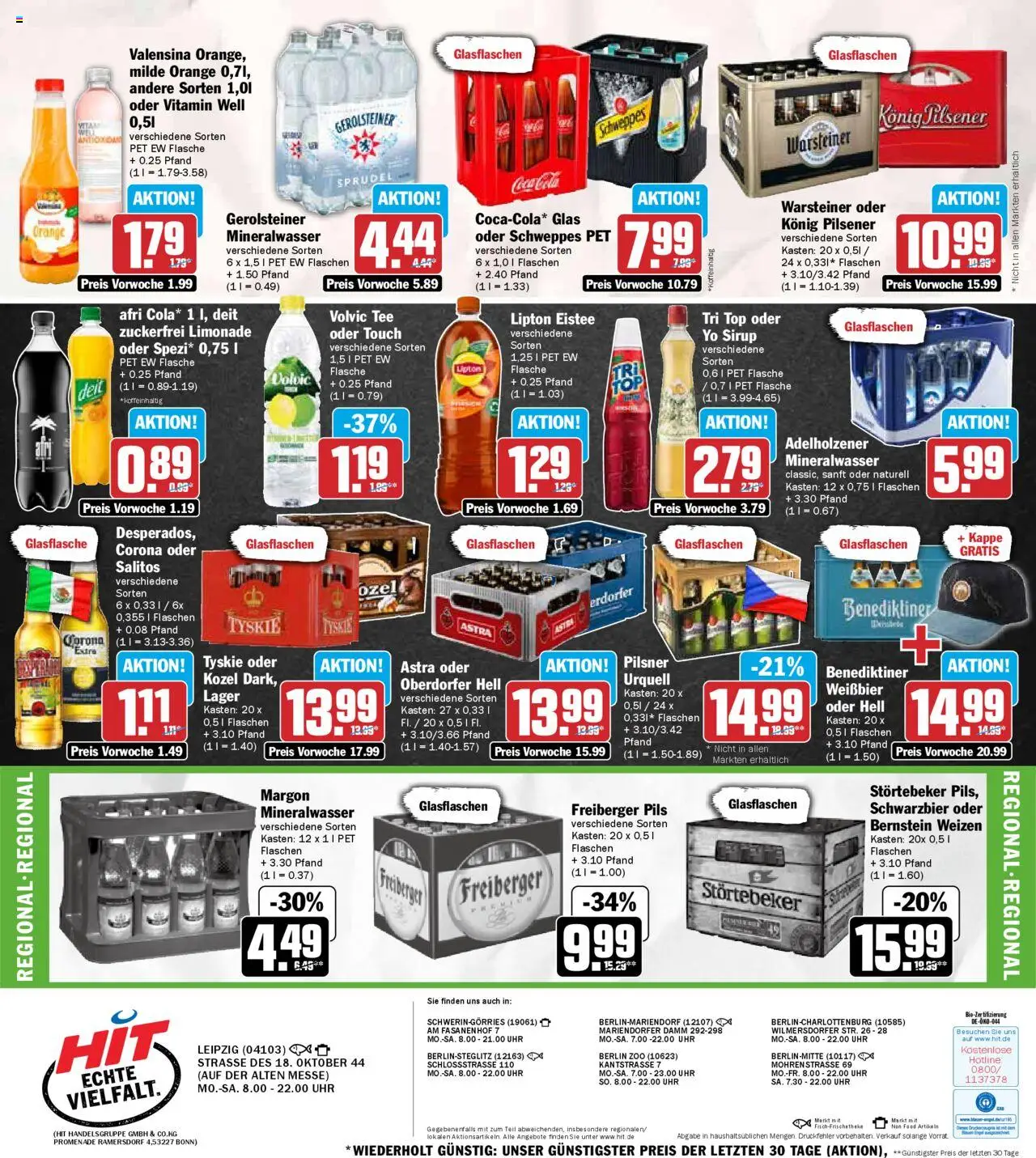 HIT - Sachsen - gültig ab dem 25.08.2025 | Seite: 19 | Produkte: Sirup, Mineralwasser, Kappe, Uhr