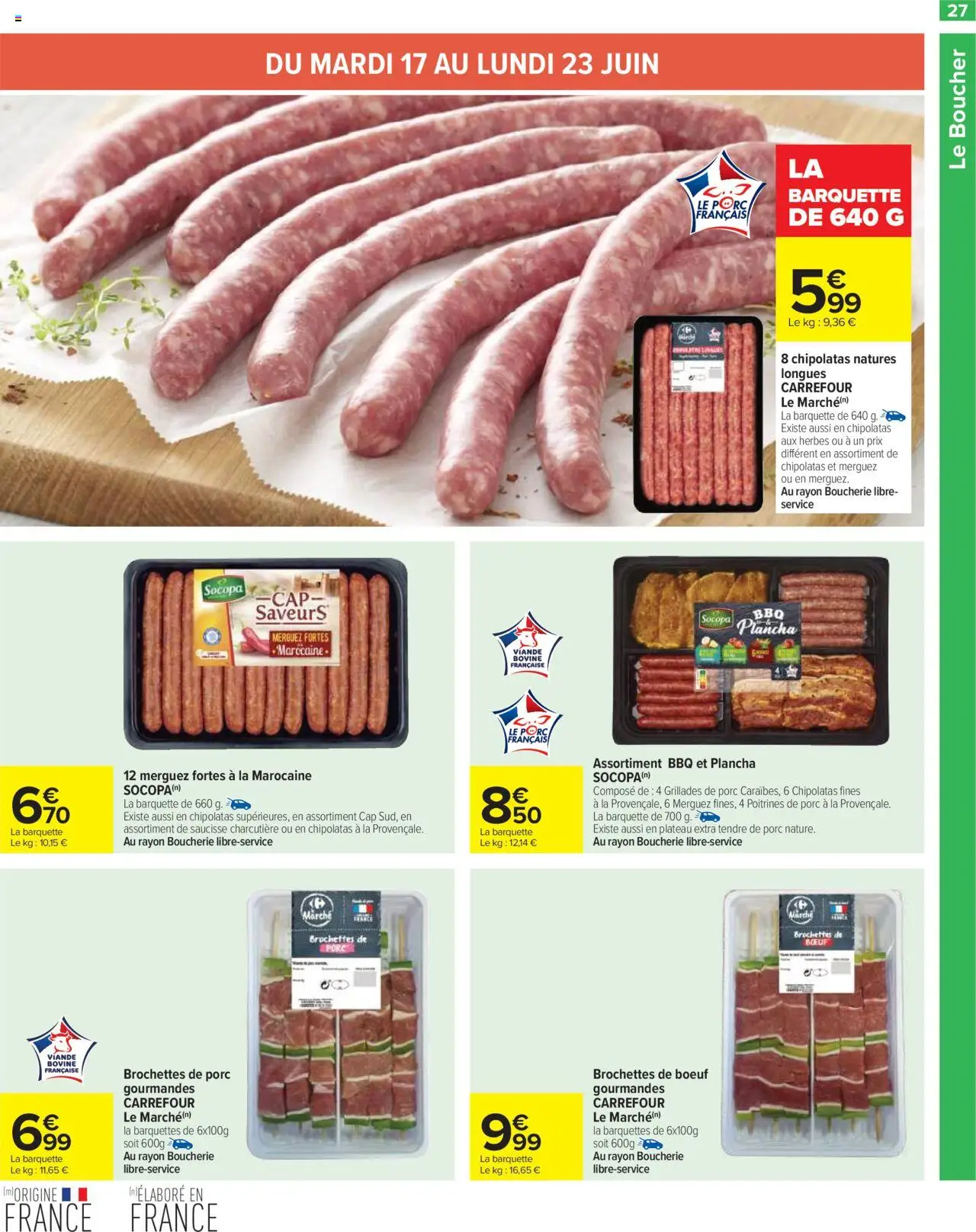  | Page: 29 | Produits: Plancha, Saucisse, Viande, Porc