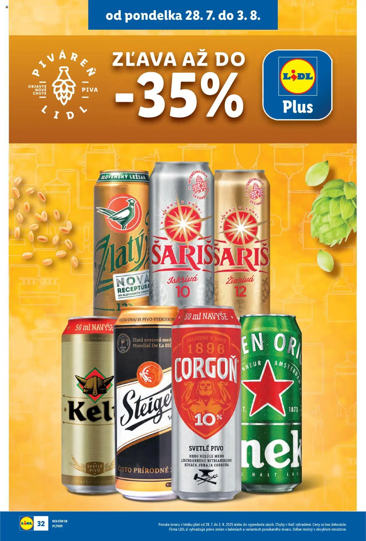 Lidl leták │ platný od 28.07.2025 | Strana: 36 | Produkty: Kelt, Šariš, Corgoň, Med