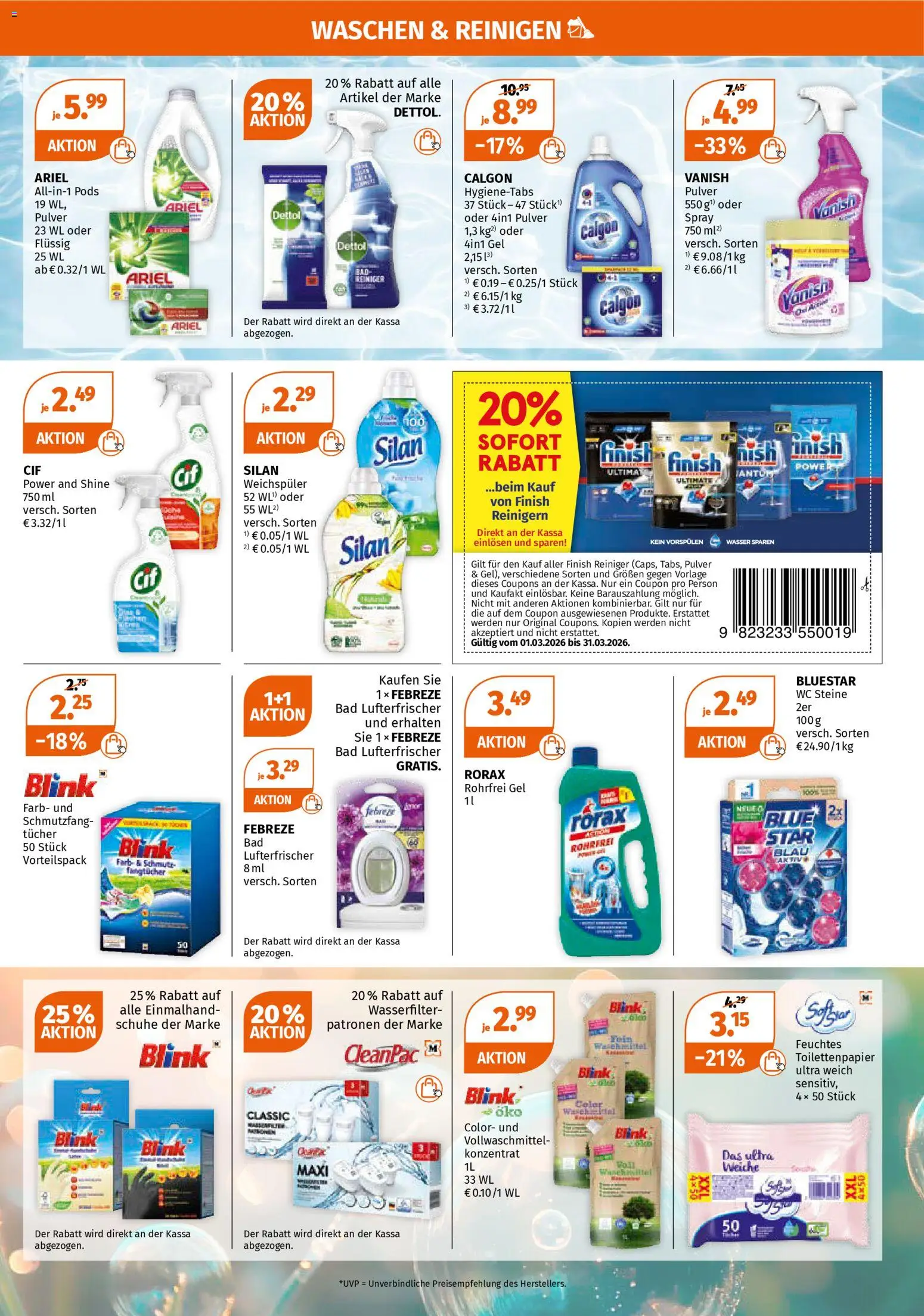 Müller Flugblatt gültig ab 23.03.2026 | Seite: 9 | Produkte: Wasser, Bad, Weichspüler, Waschmittel