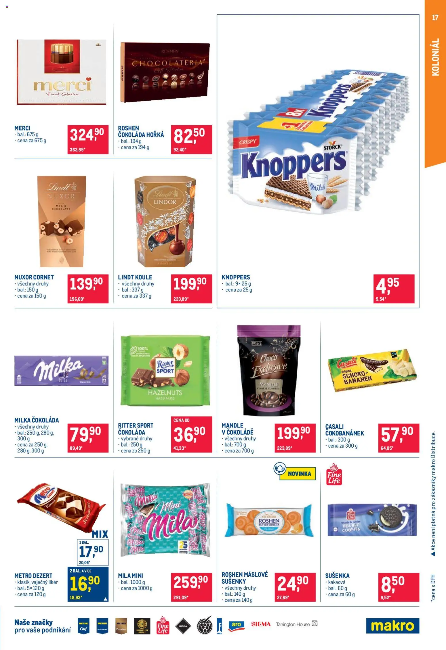 Makro leták - Pro milovníky jídla od 11.03.2026 | Strana: 17 | Produkty: Knoppers, Cookies, Ritter Sport, Sušenky
