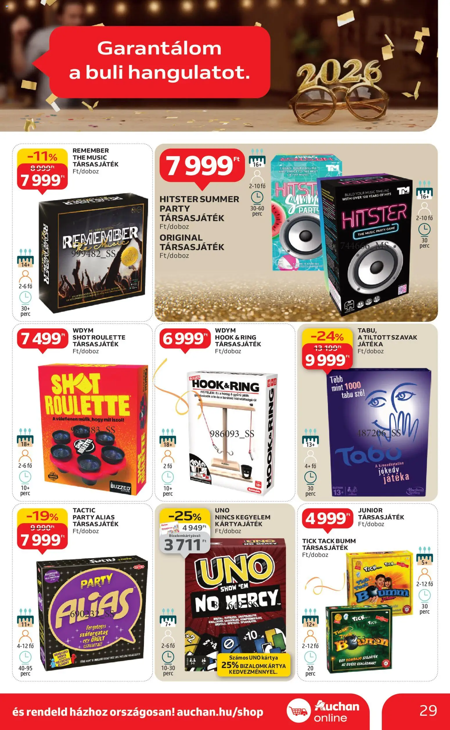 Auchan akciós ujság - amely érvényes a következő dátumtól: 27.12.2025 | Oldal: 29 | Termékek: Játék, Társasjáték