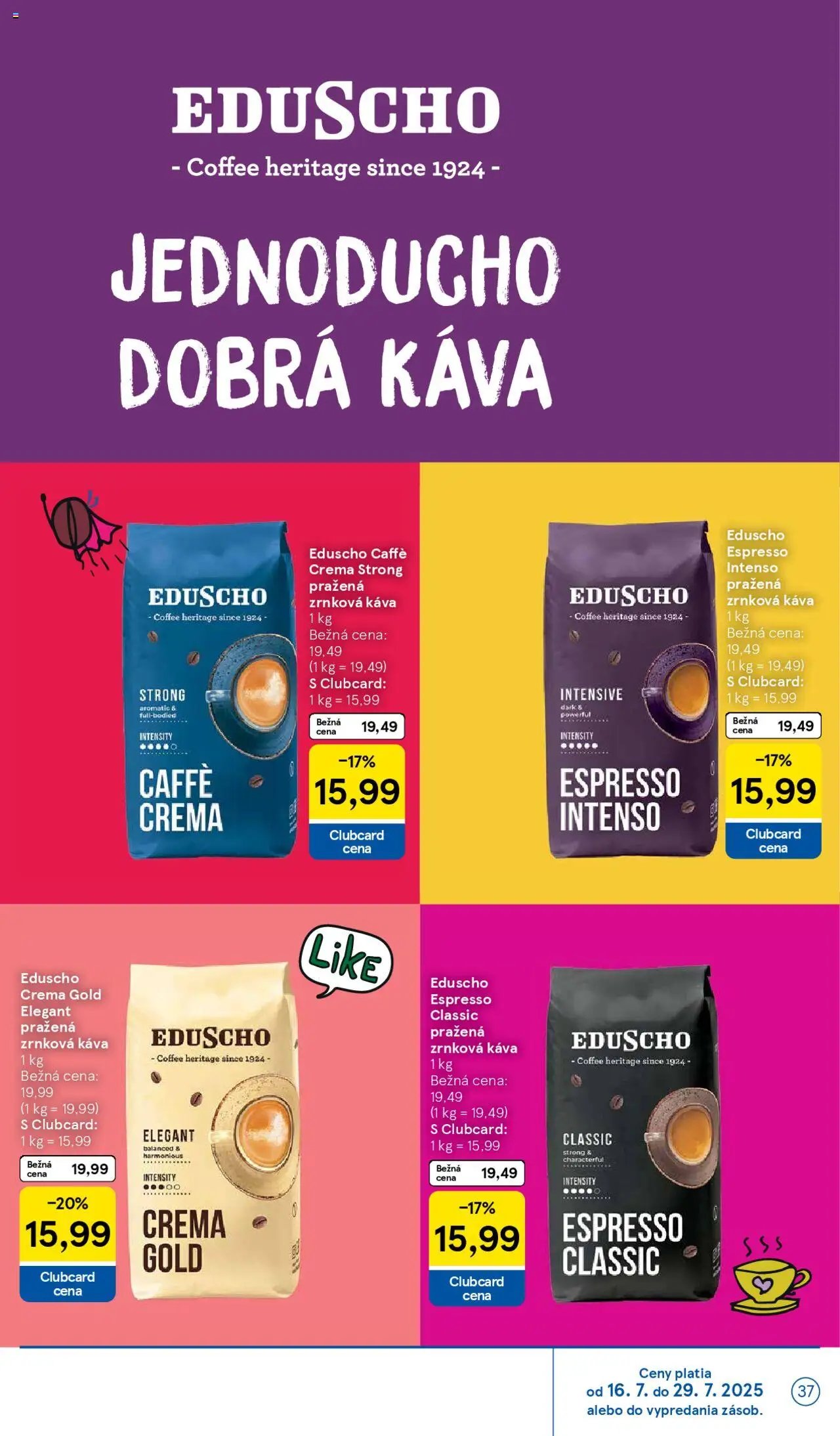 Tesco Hypermarket - leták │ platný od 16.07.2025 | Strana: 37 | Produkty: Káva, Zrnková káva