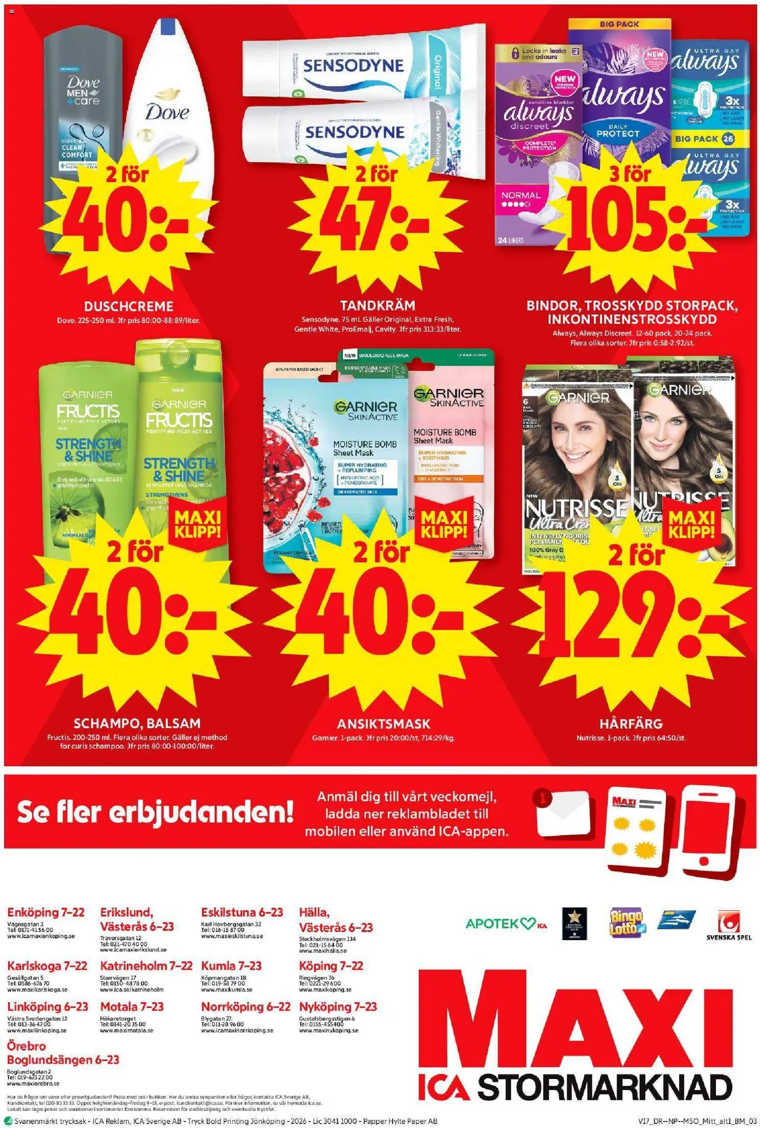 ICA Maxi reklamblad aktuell från 20.04.2026 | Sida: 18 | Produkter: Trosskydd, Balsam, Papper, Ansiktsmask