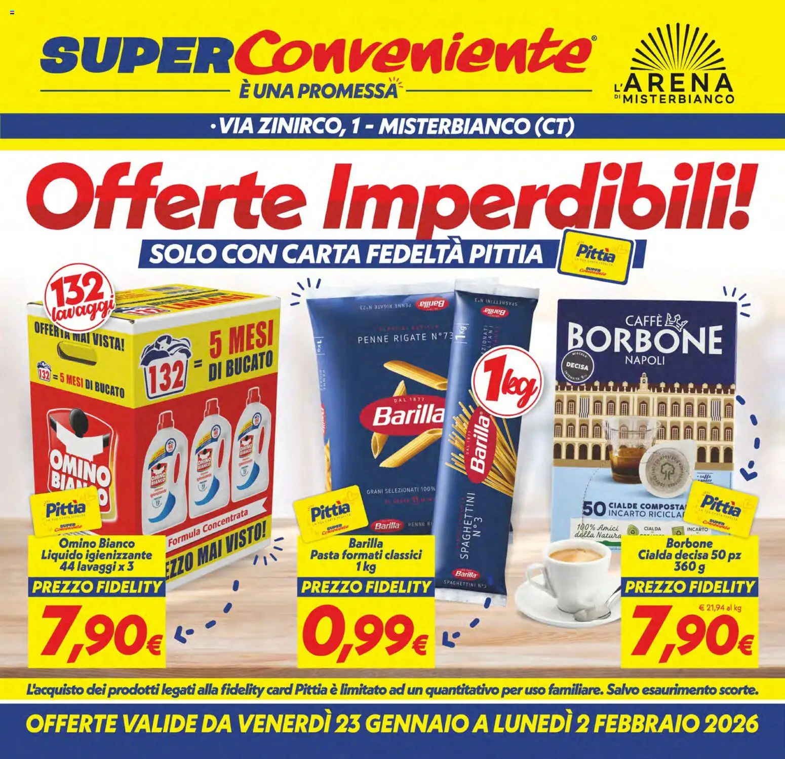 Volantino SuperConveniente del 23.01.2026 | Pagina: 1 | Prodotti: Caffè, Pasta, Penne