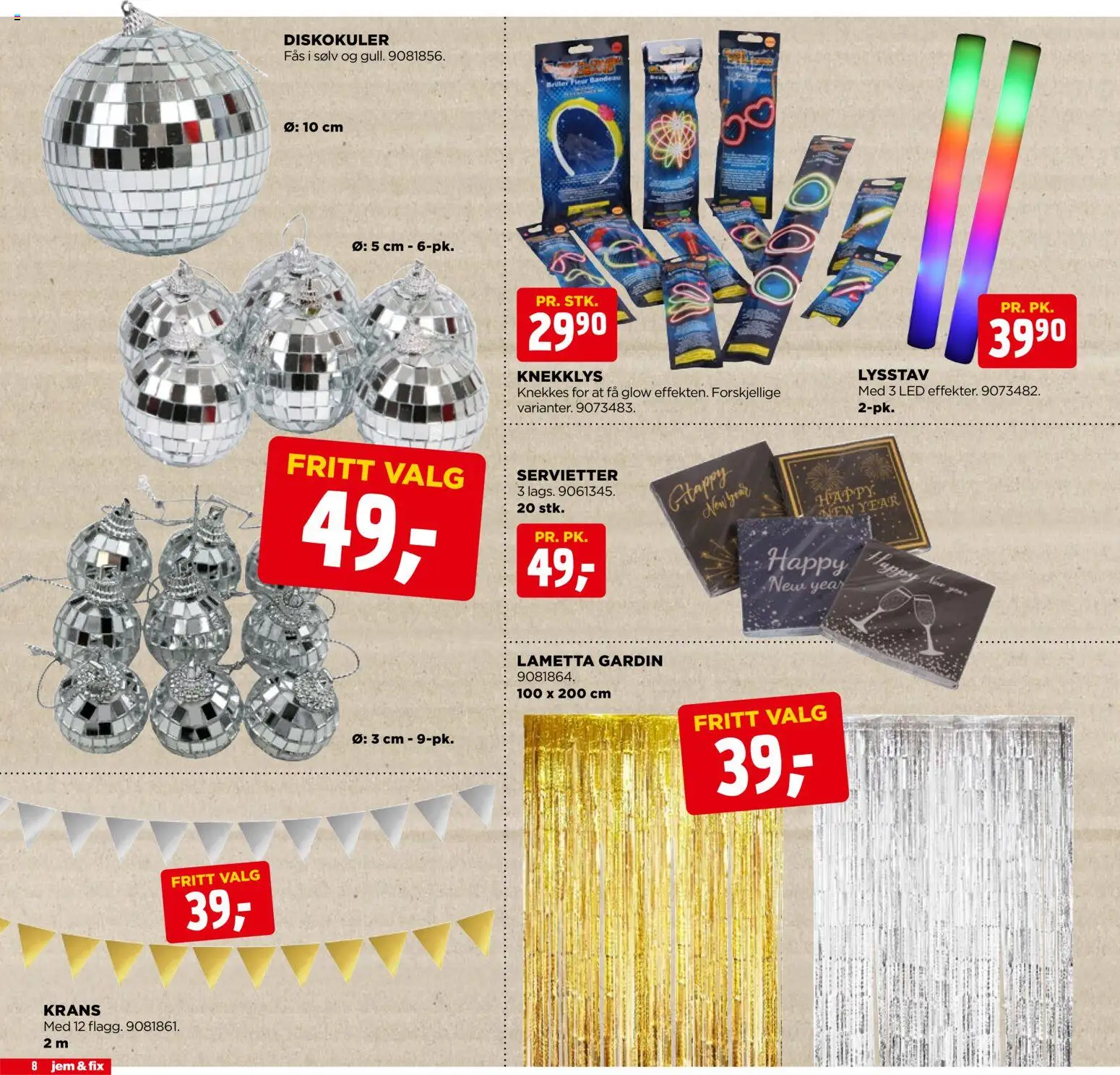 {H1} | Side: 8 | Produkter: Briller, Servietter