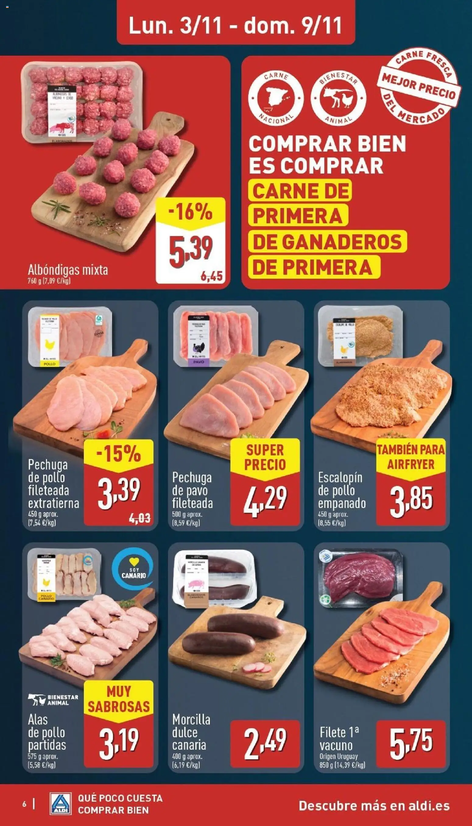 Aldi folleto Canarias │ válido desde el 03.11.2025 | Página: 6 | Productos: Pechuga de pollo fileteada, Filete
