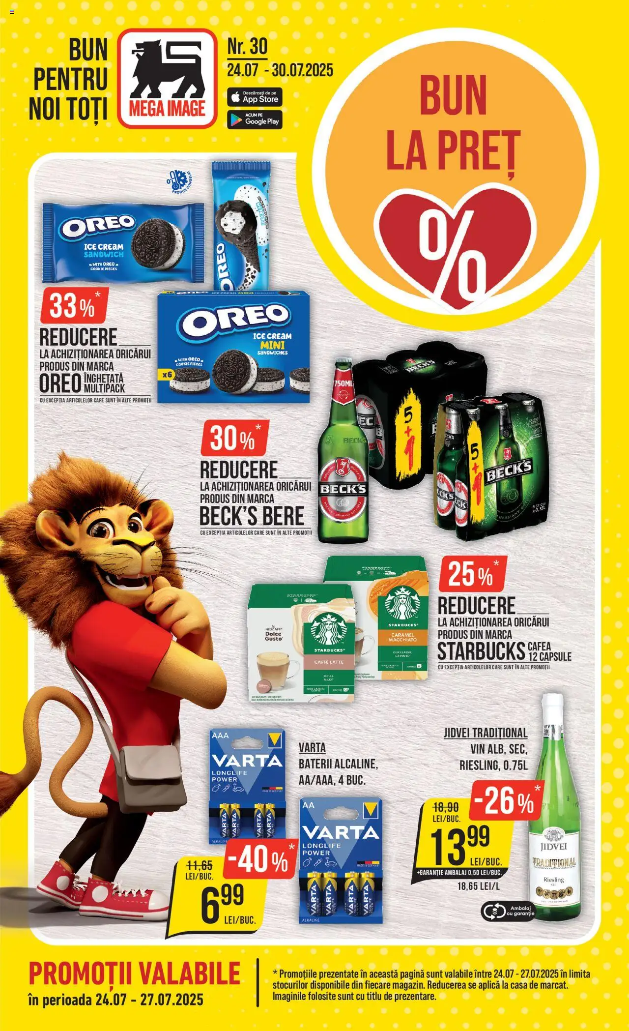 Catalog Mega Image – valabil de la 24.07.2025 | Pagină: 1 | Produse: Baterii, Cafea, Vin, Înghețată
