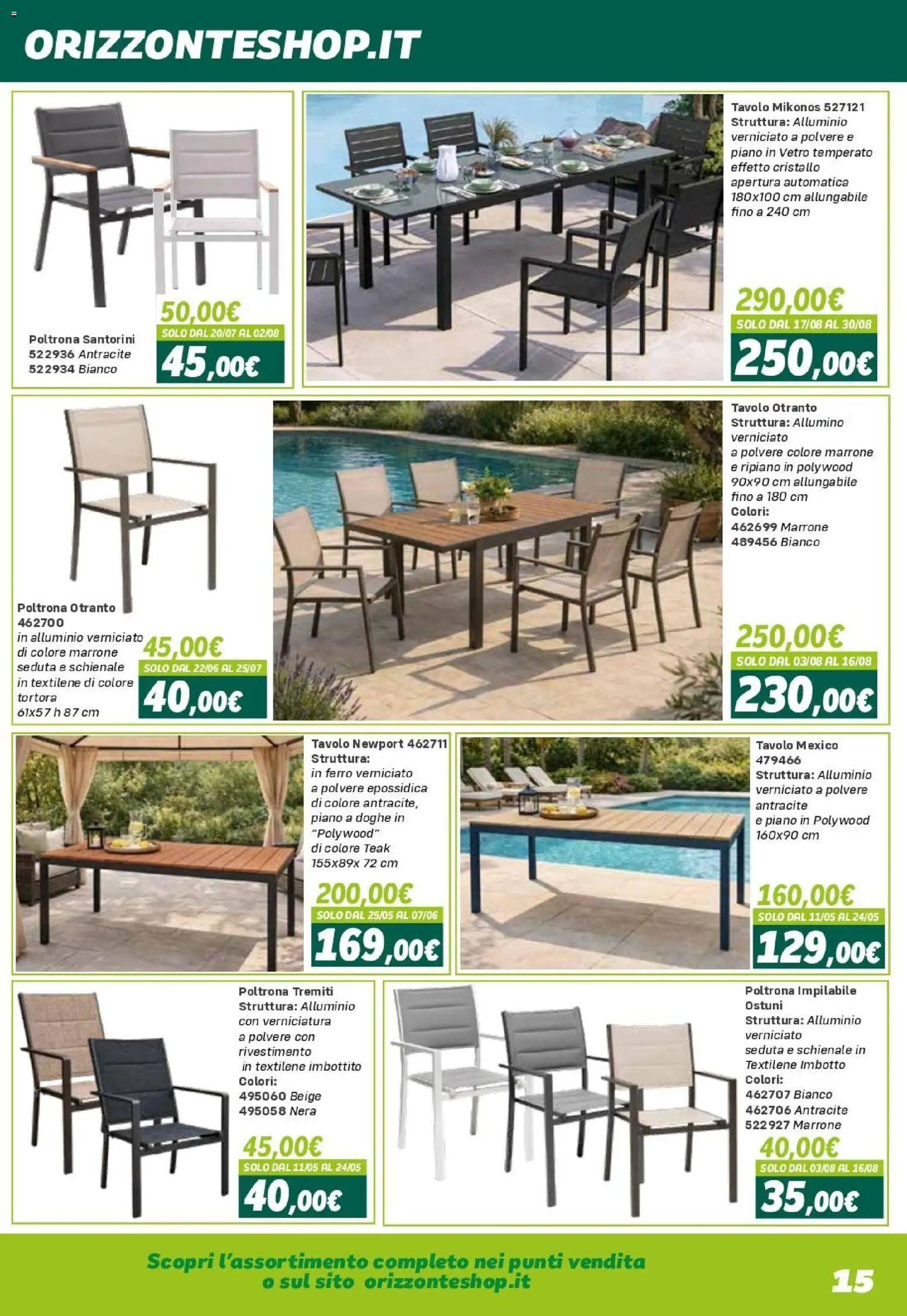 Volantino Orizzonte del 24.04.2026 | Pagina: 15 | Prodotti: Ripiano, Alluminio, Poltrona, Tavolo