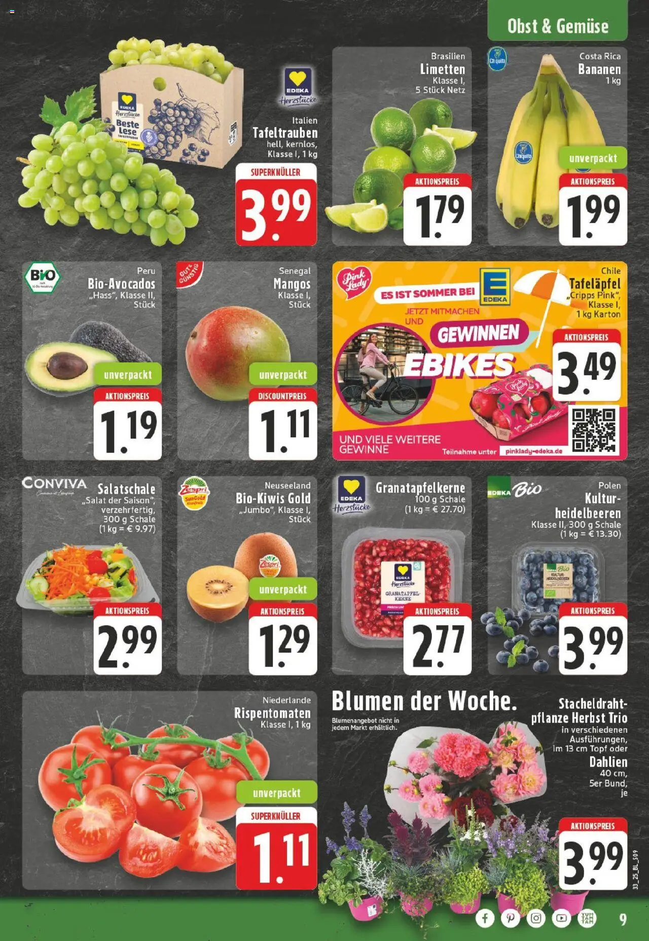 Edeka prospekt Krefeld	 - gültig ab dem 11.08.2025 | Seite: 9 | Produkte: Granatapfel, Blumen, Gemüse, Obst