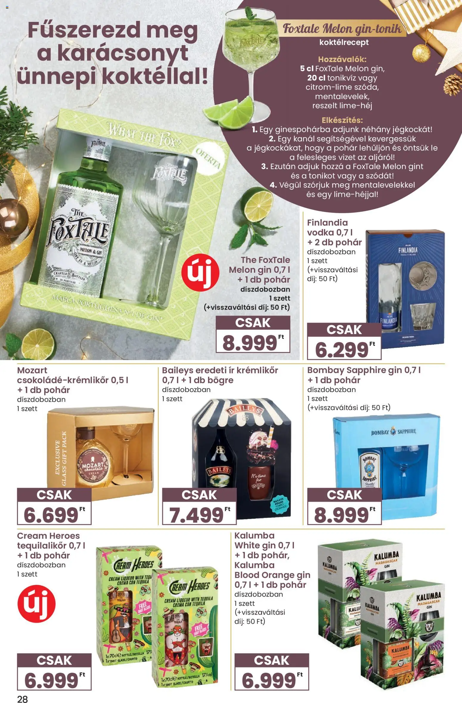 Interspar akciós ujság - amely érvényes a következő dátumtól: 27.11.2025 | Oldal: 28 | Termékek: Tequila, Gin, Vodka, Pohár