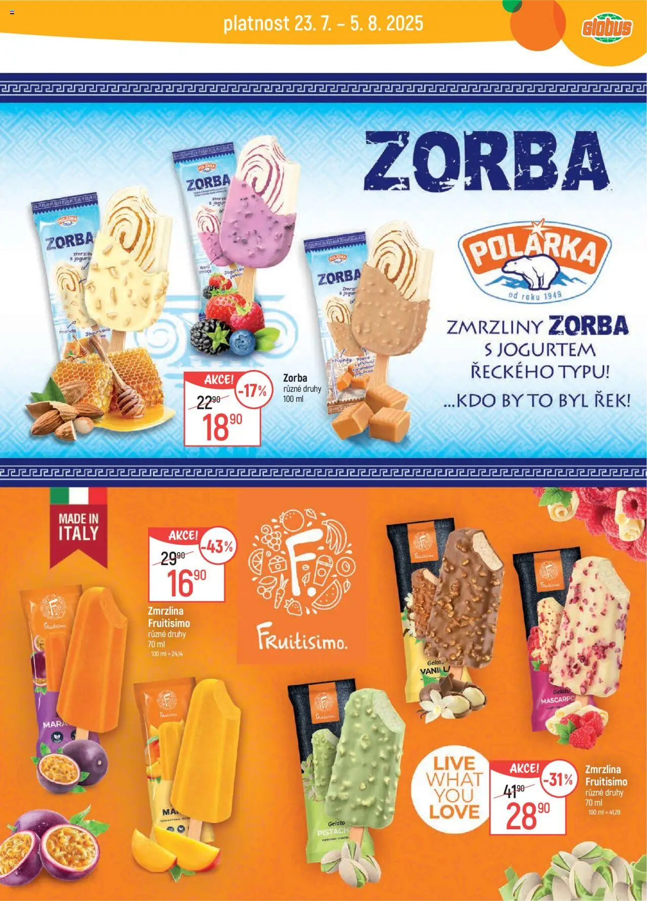 Globus leták - Liberec od 23.07.2025 | Strana: 25 | Produkty: Zmrzliny, Globus, Jogurt, Zmrzlina