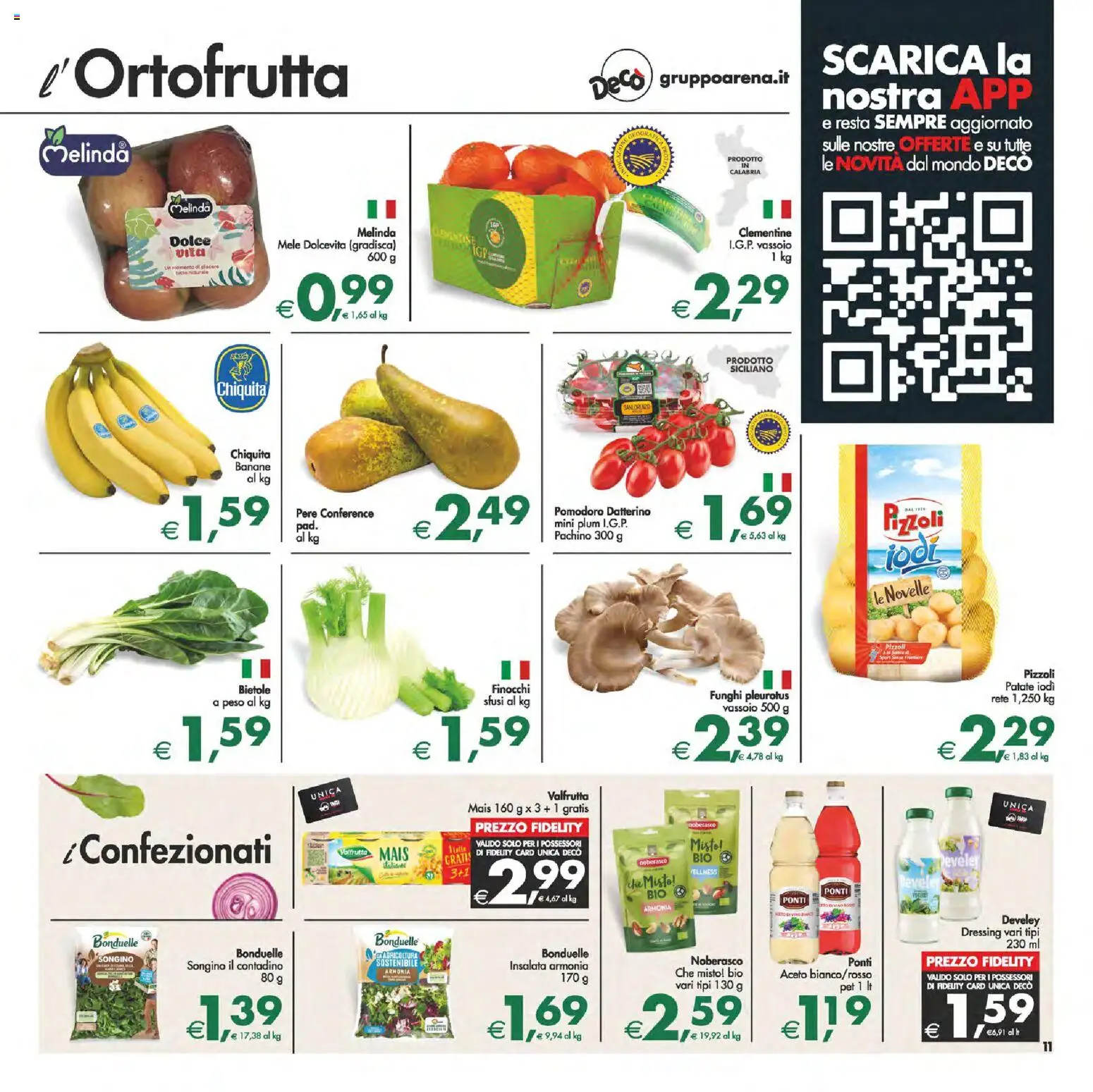 Volantino Decò del 23.01.2026 | Pagina: 11 | Prodotti: Mele, Banane, Funghi, Vassoio