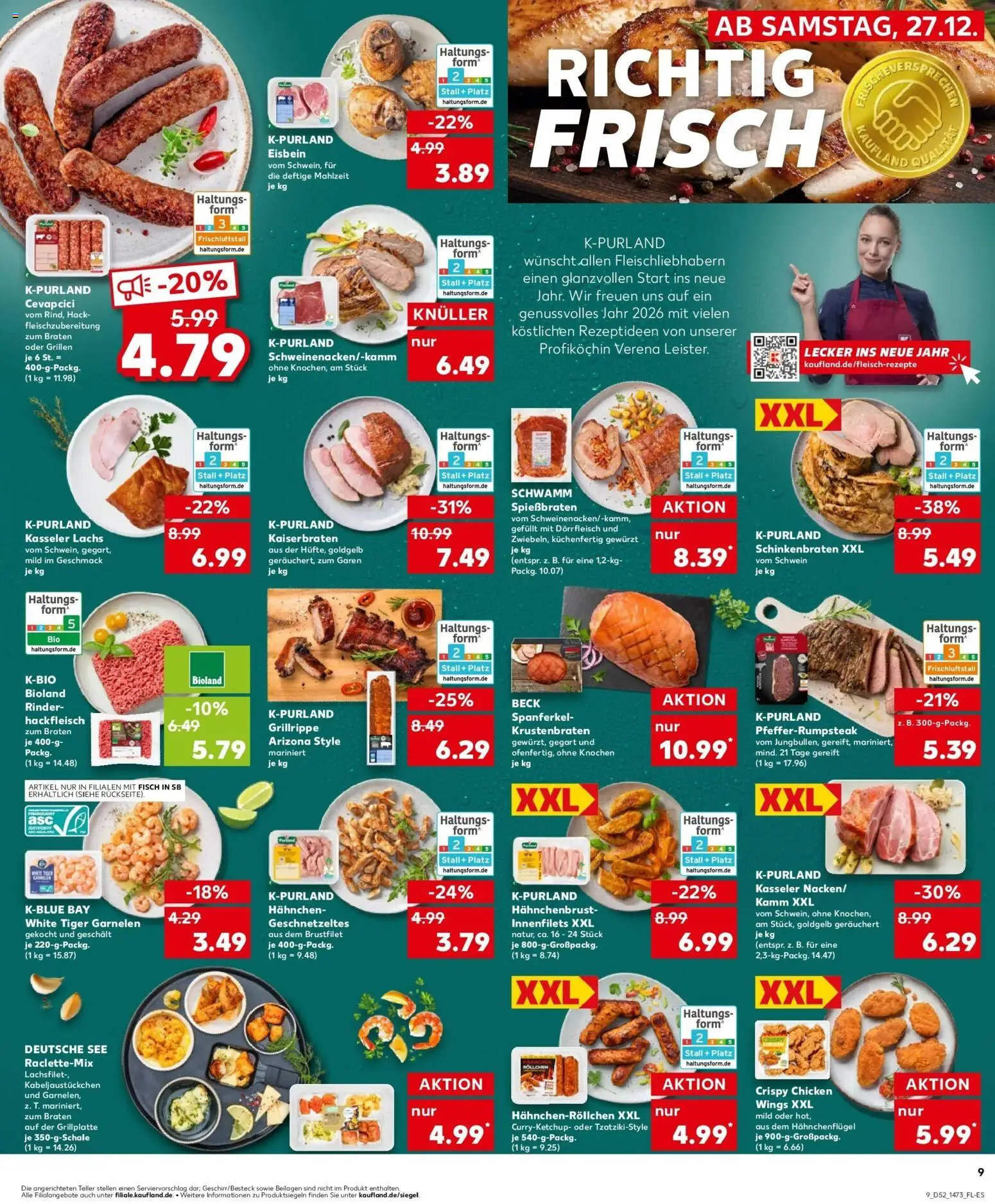Kaufland prospekt Finsterwalde	 – gültig ab 27.12.2025 | Seite: 9 | Produkte: Cevapcici, Lachs, Tiger garnelen, Steak