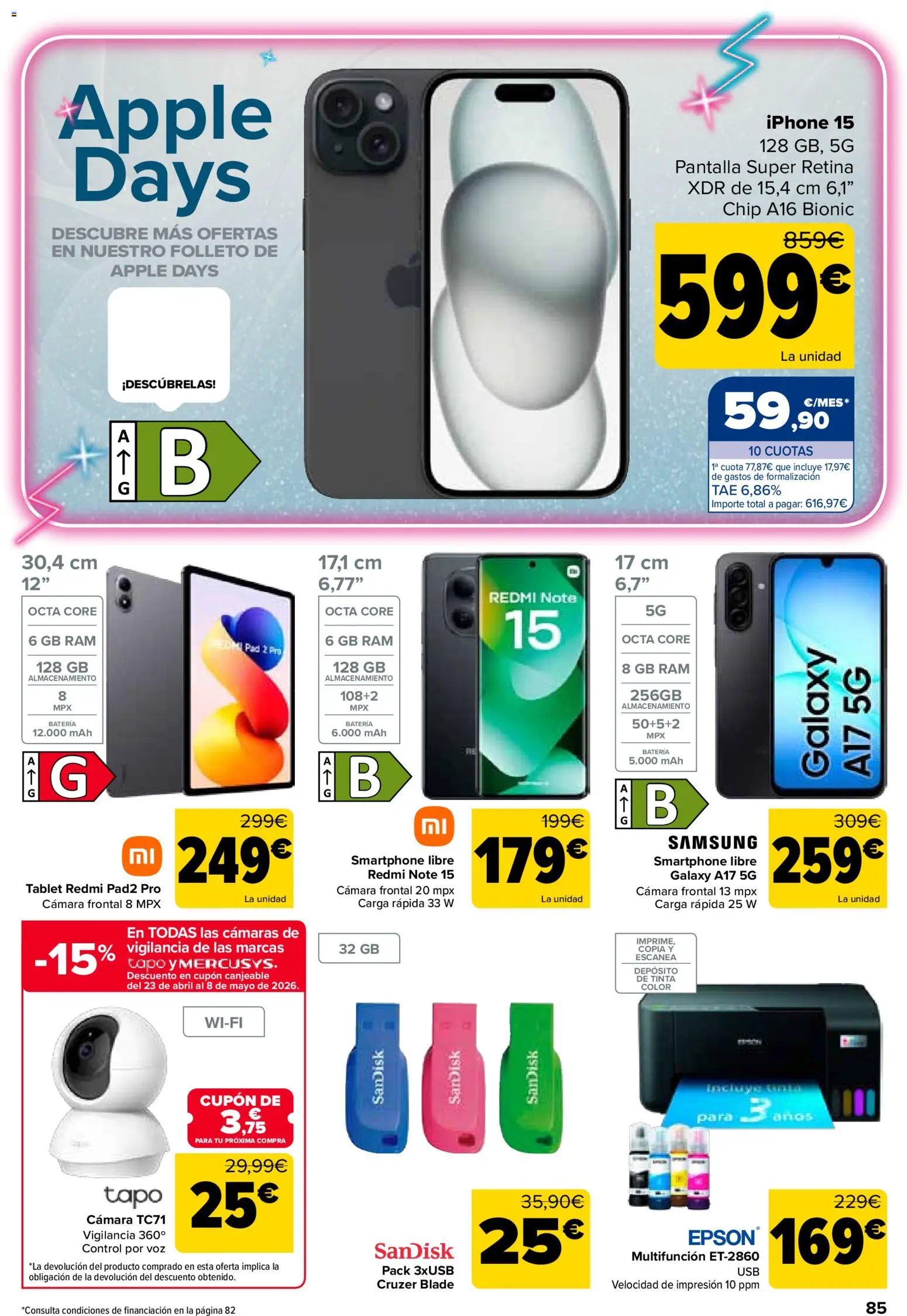 Carrefour folleto │ válido desde el 07.04.2026 | Página: 85 | Productos: Smartphone, Tablet, Iphone, Batería