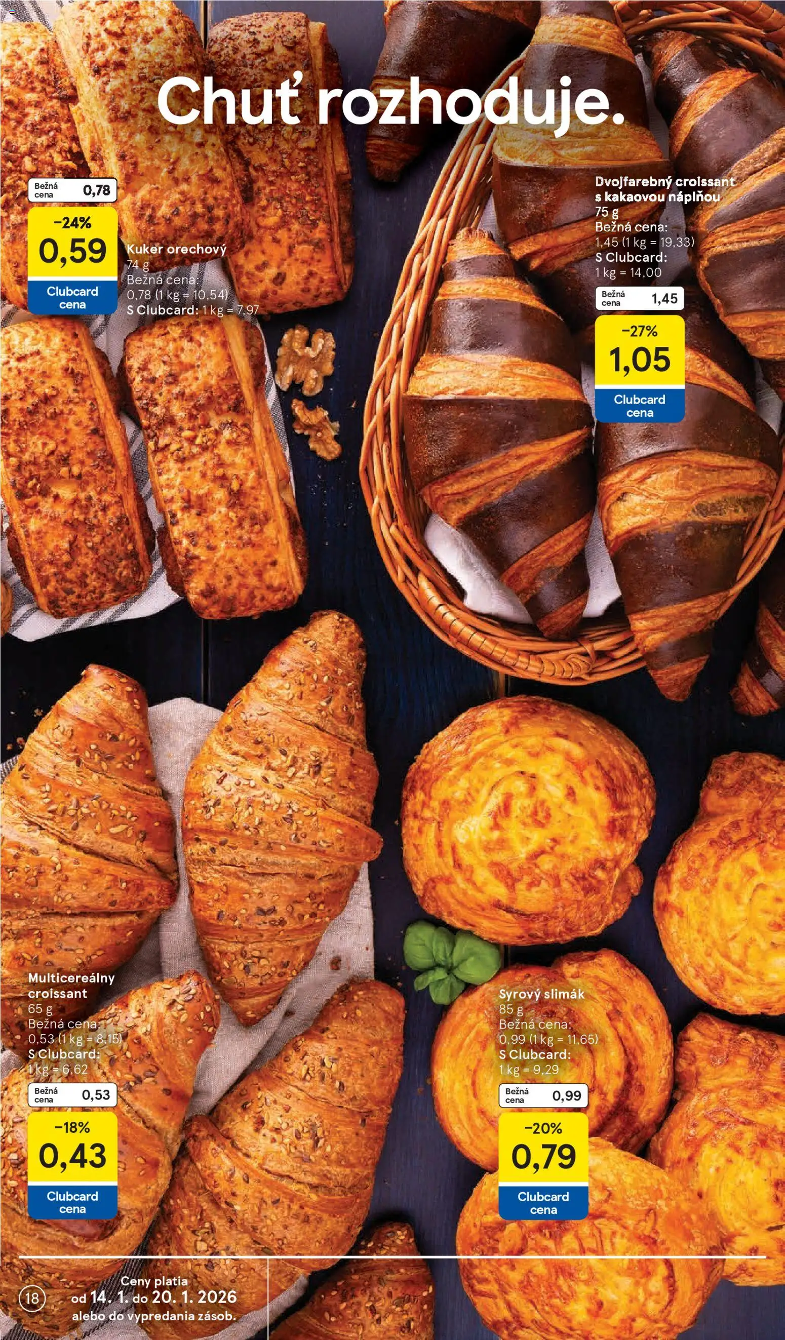 Nové Tesco akcie – leták je platný od 14.01.2026 | Strana: 18 | Produkty: Croissant