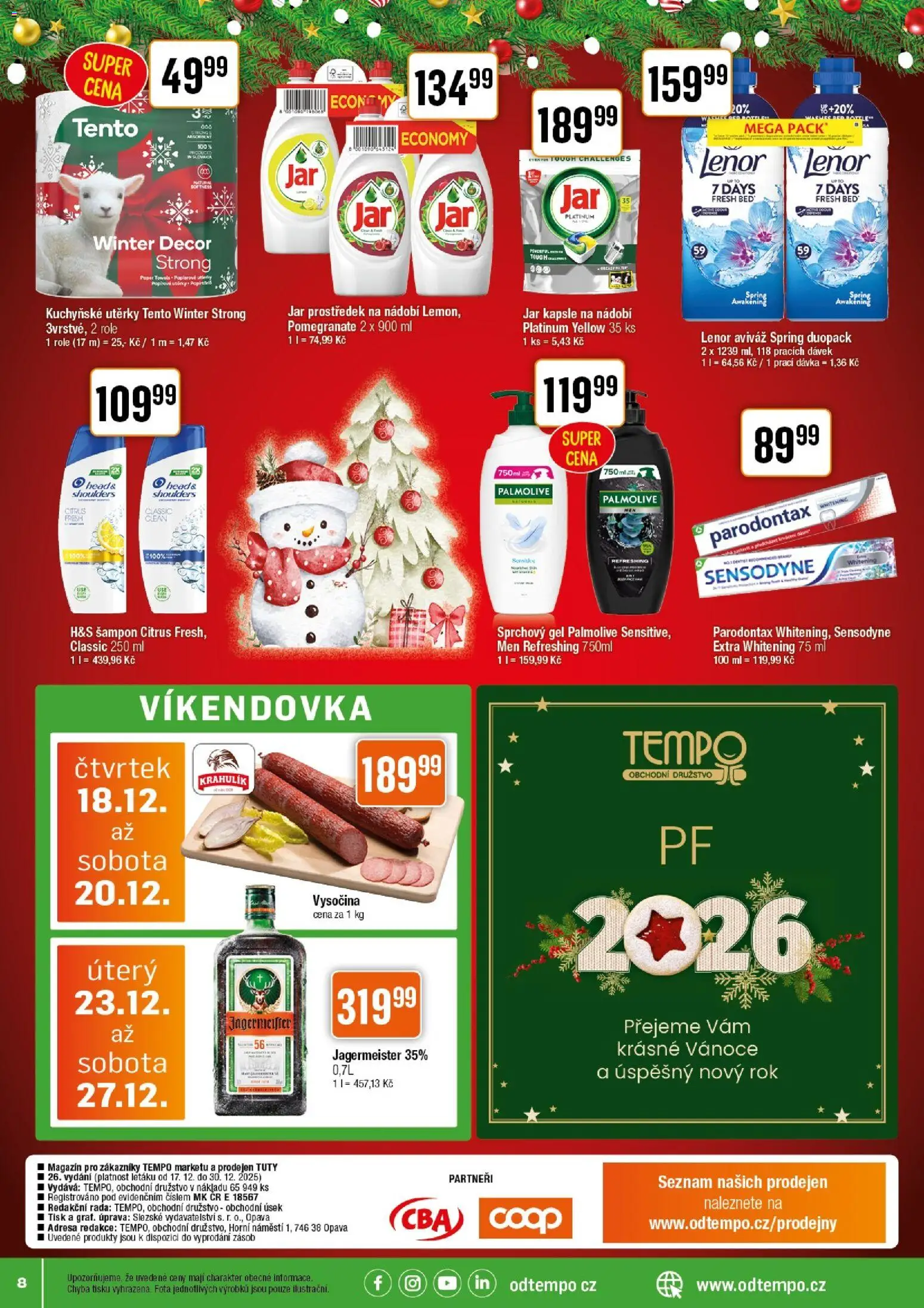 Tempo leták - Tuty od 17.12.2025 | Strana: 8 | Produkty: Lenor, Kuchyňské utěrky, Kapsle, Vysočina