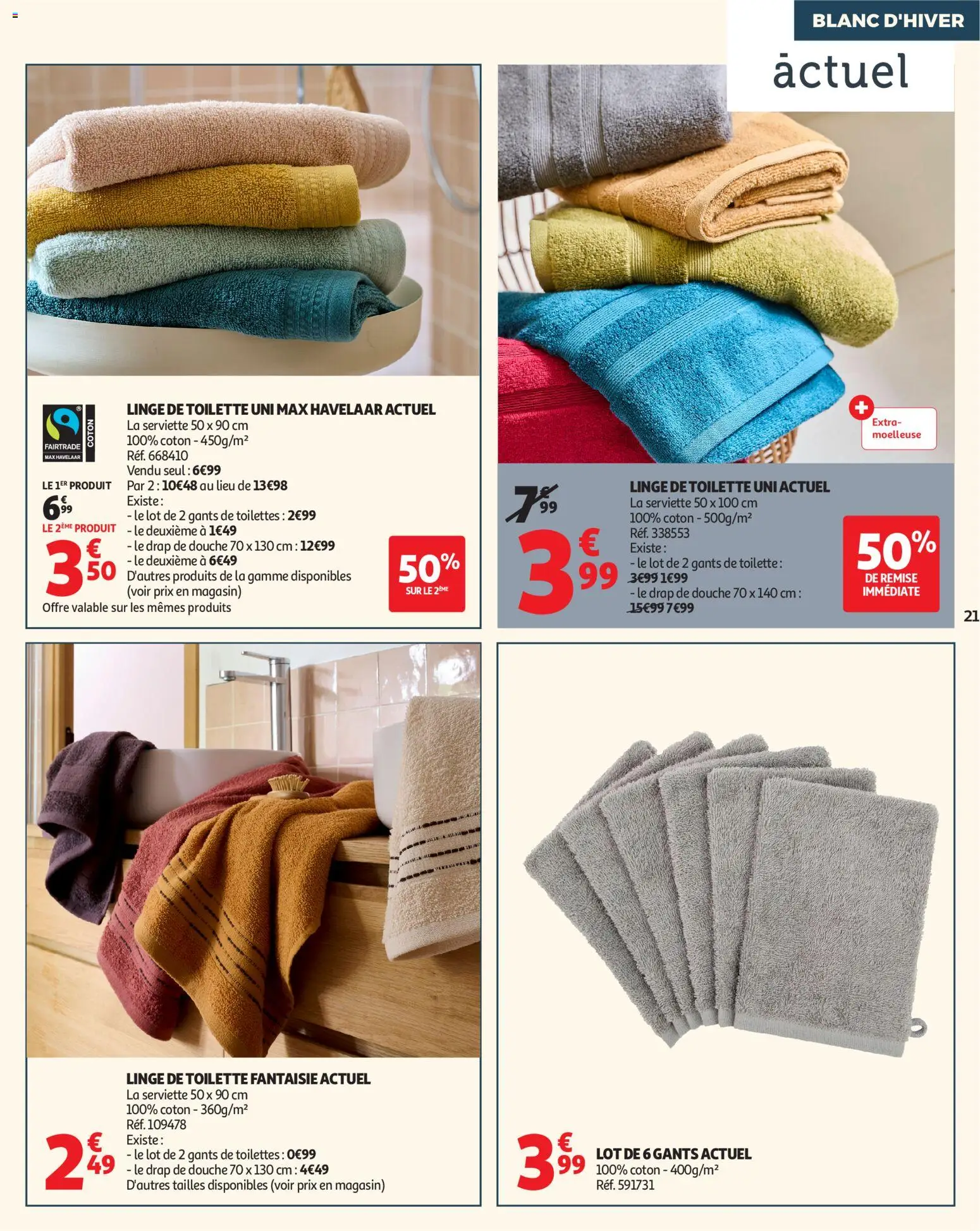 {H1} | Page: 21 | Produits: Coton, Toilettes, Douche, Gants