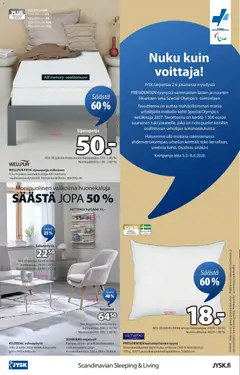 JYSK-mainoslehti voimassa 12.03.2026 alkaen | Sivu: 24 | Tuotteet: Patja, Tyyny, Nojatuoli, Sohvapöytä